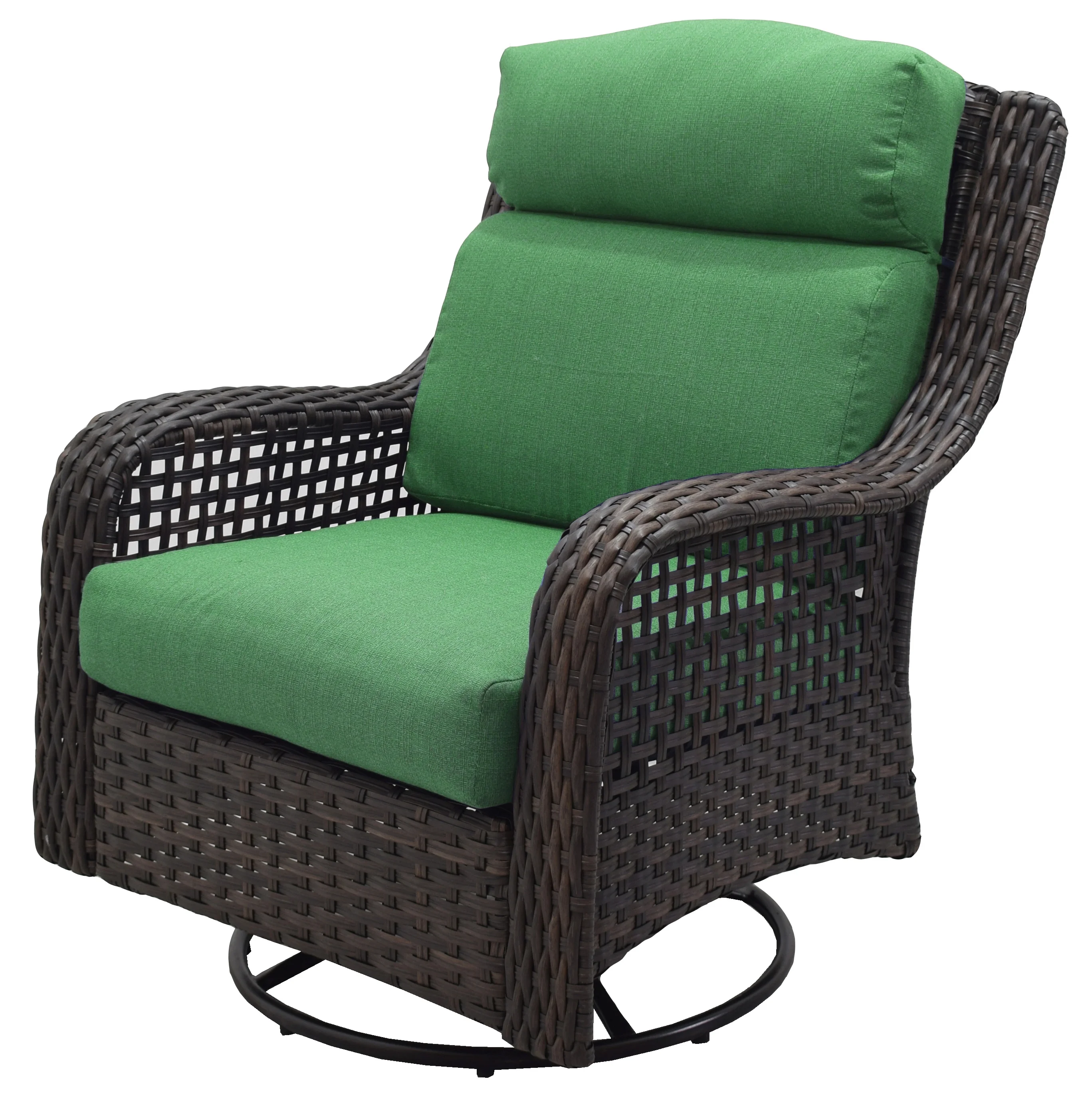 Better Homes & Gardens Ravenbrooke 4-Piece Outdoor Wicker Swivel Chair Conversation Set, Green - UZIS Sports