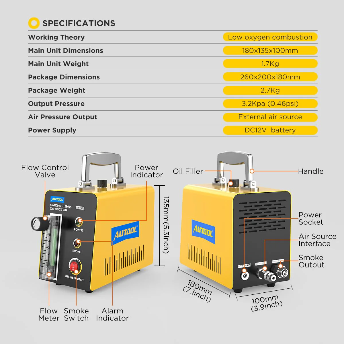 AUTOOL Smoke Machine Automotive Leak Detector - UZIS Sports