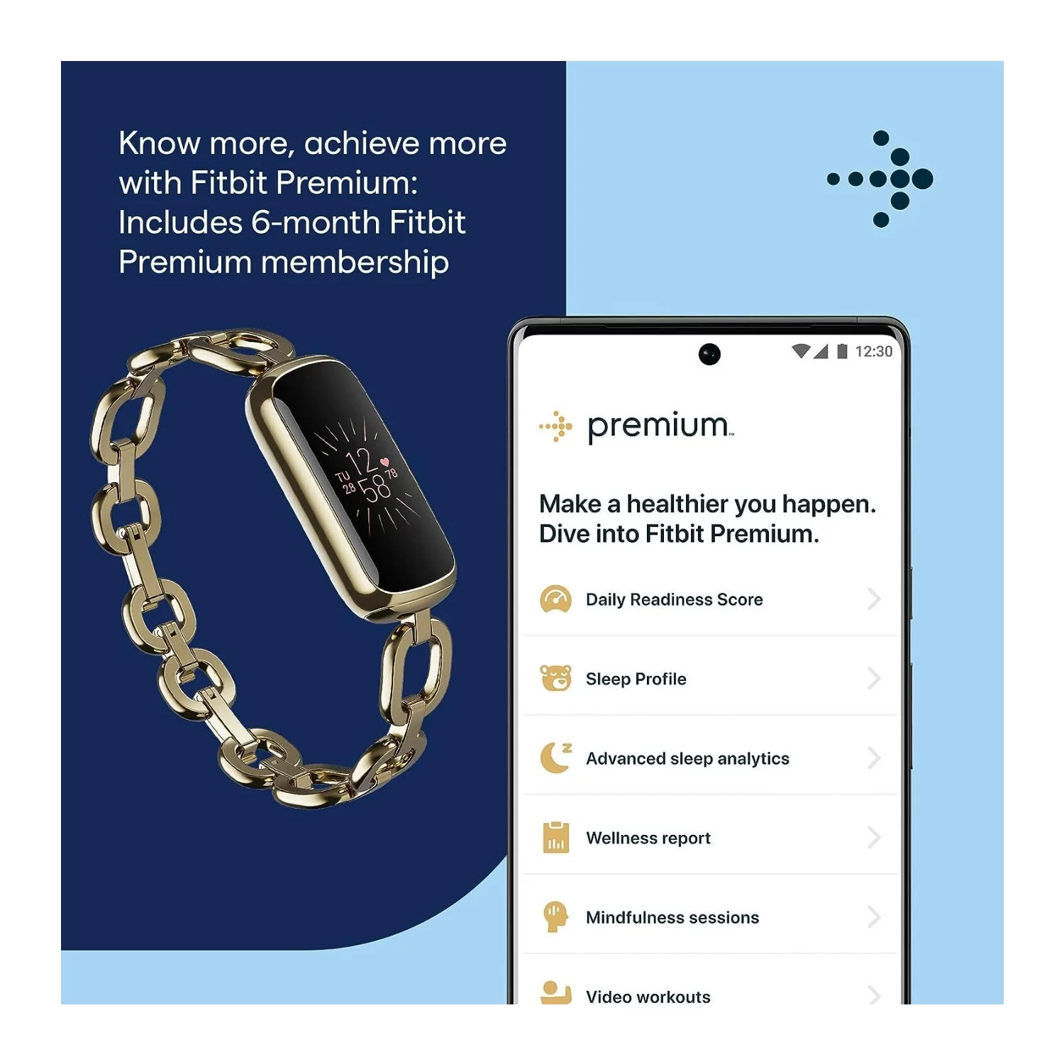 Fitbit Luxe - Gorjana Special Edition - soft gold stainless steel - activity tracker with Parker link bracelet - stainless steel - gold - Bluetooth - UZIS Sports
