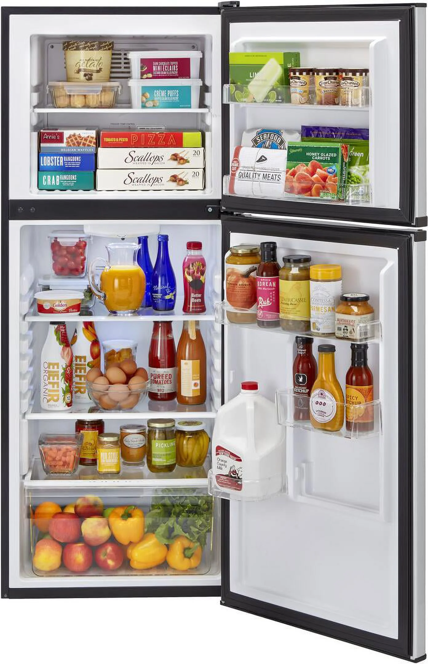 Haier HA10TG21SS 24 Top Freezer Refrigerator with 9.8 cu. ft. Total Capacity Frost-Free and Glass Shelves in Stainless - UZIS Sports