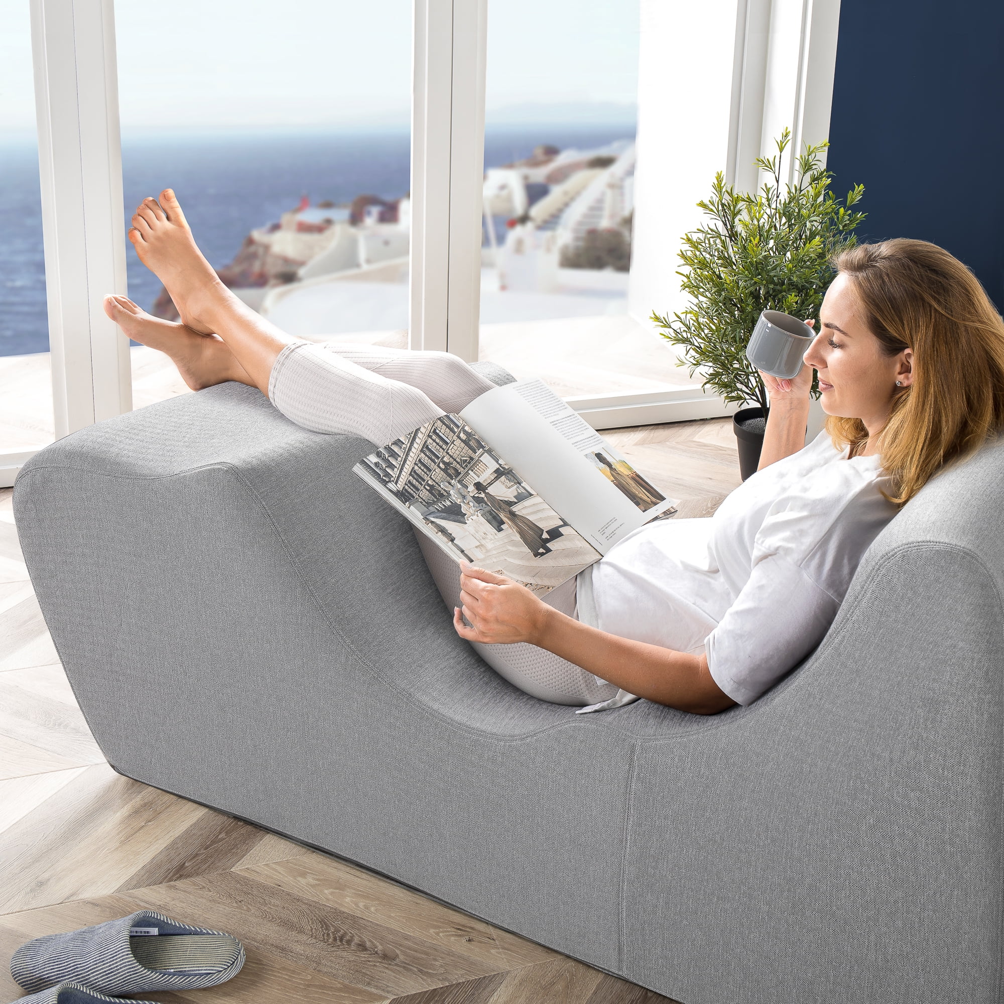Zinus Lotus Zero Gravity Foam Indoor Chaise Lounger, Herringbone Light Grey - UZIS Sports
