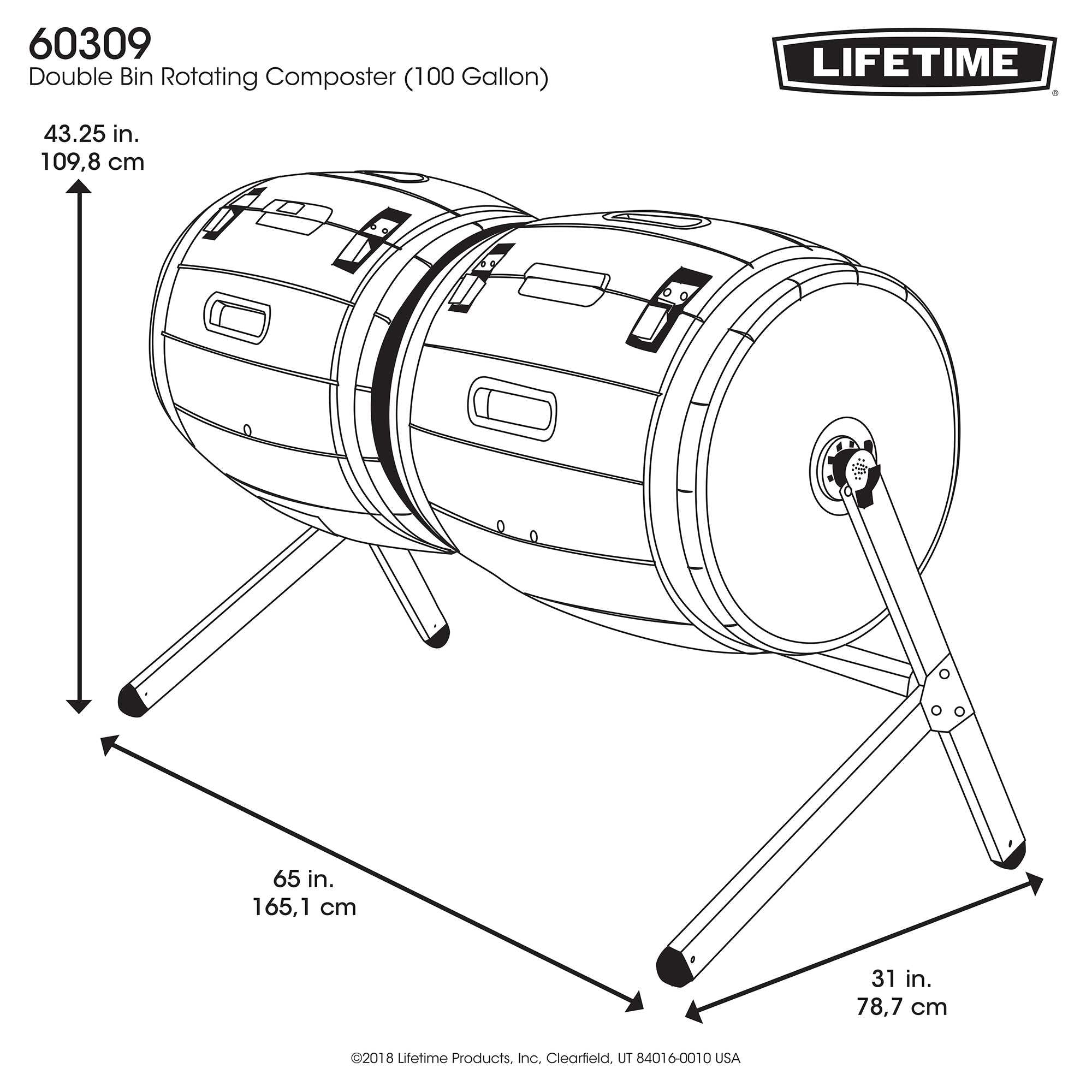 Lifetime Double Bin Rotating Composter (100 gallon) - UZIS Sports