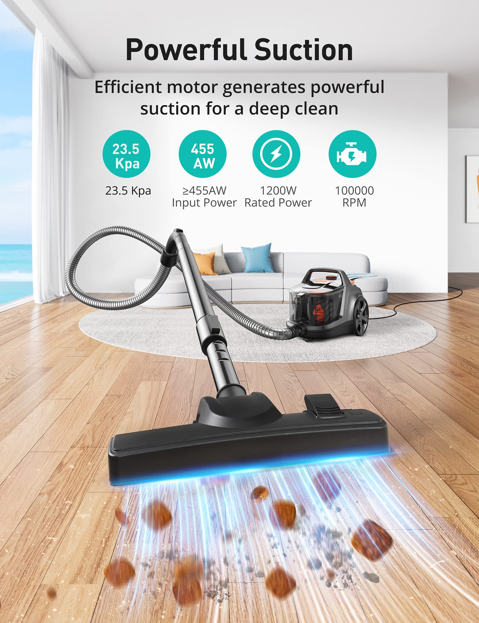 Aspiron 1200W Lightweight Bagless Vacuum Cleaner - UZIS Sports