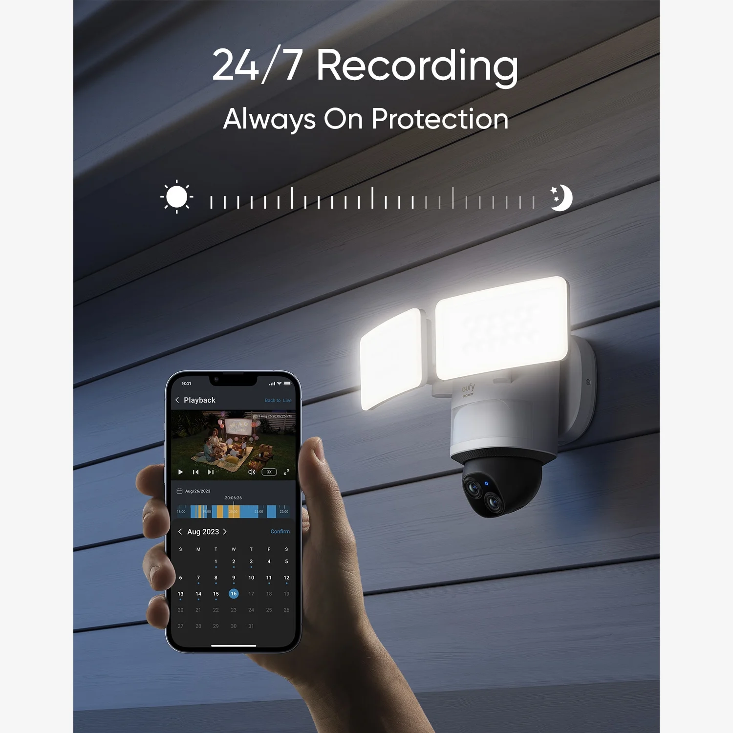 eufy Security Floodlight Camera E340 Wired Dual Camera, 360° Pan & Tilt, Wi-Fi 6, No Monthly Fee - UZIS Sports