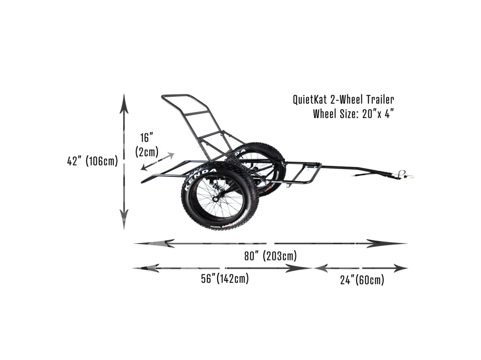 QuietKat 19QK2WT Quietkat Cargo Trailer, 2-Wheel All-Terrain, 3-Way Adjustable - UZIS Sports
