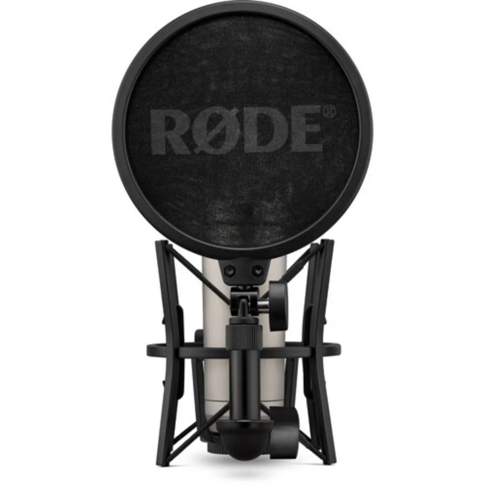 Rode NT1 (Silver)5th Generation Hybrid Studio Condenser Microphone Bundle with Mic Stand with Fixed Boom - UZIS Sports