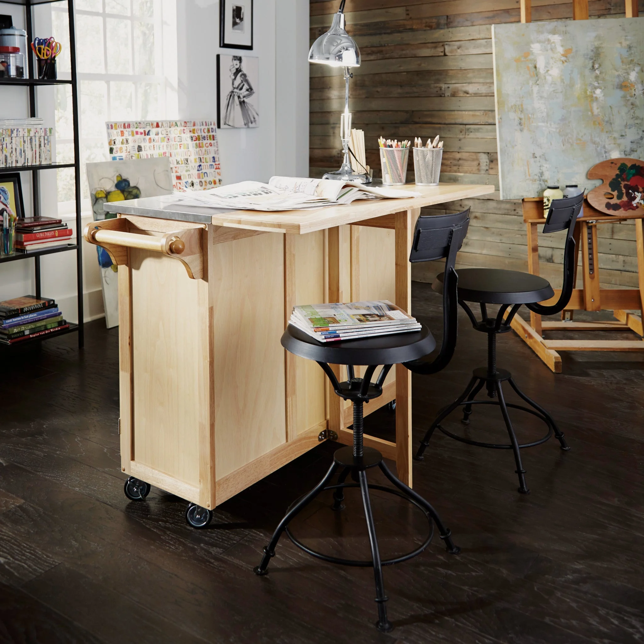 Homestyles General Line Wood Kitchen Cart in Brown - UZIS Sports