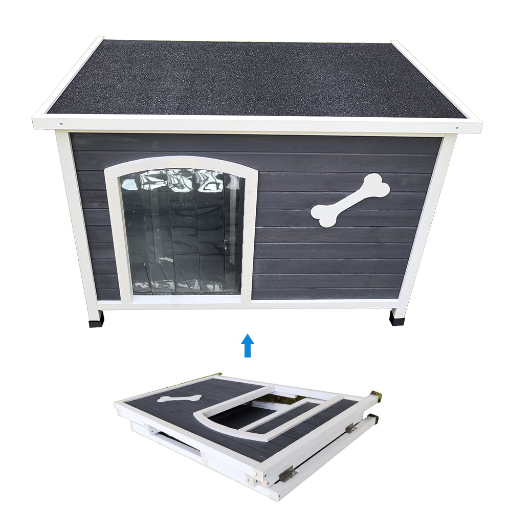Outdoor Dog House, Large Wooden Waterproof Dog Cage, Windproof Warm Dog Kennel Easy to Assemble - UZIS Sports