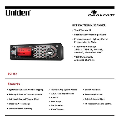 Uniden BearTracker BCT15X TrunkTracker Location Based - UZIS Sports
