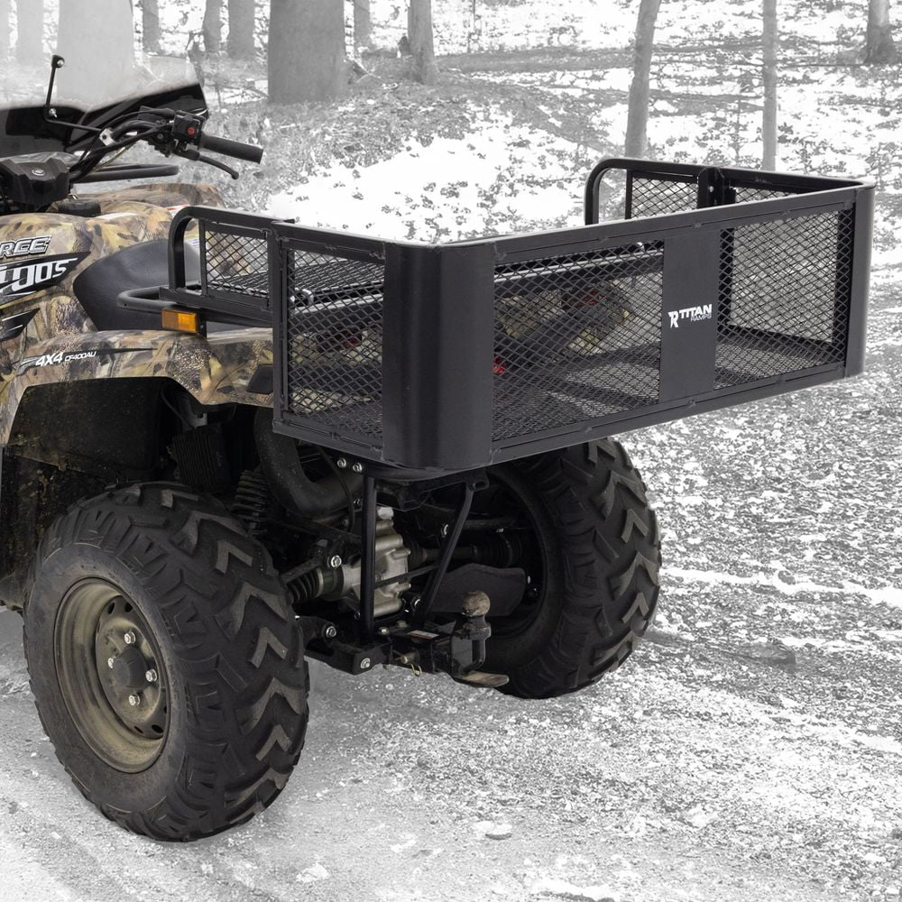 Titan Ramps Universal ATV/UTV Rear Drop Cargo Basket Rack - 150 lb. Capacity - UZIS Sports