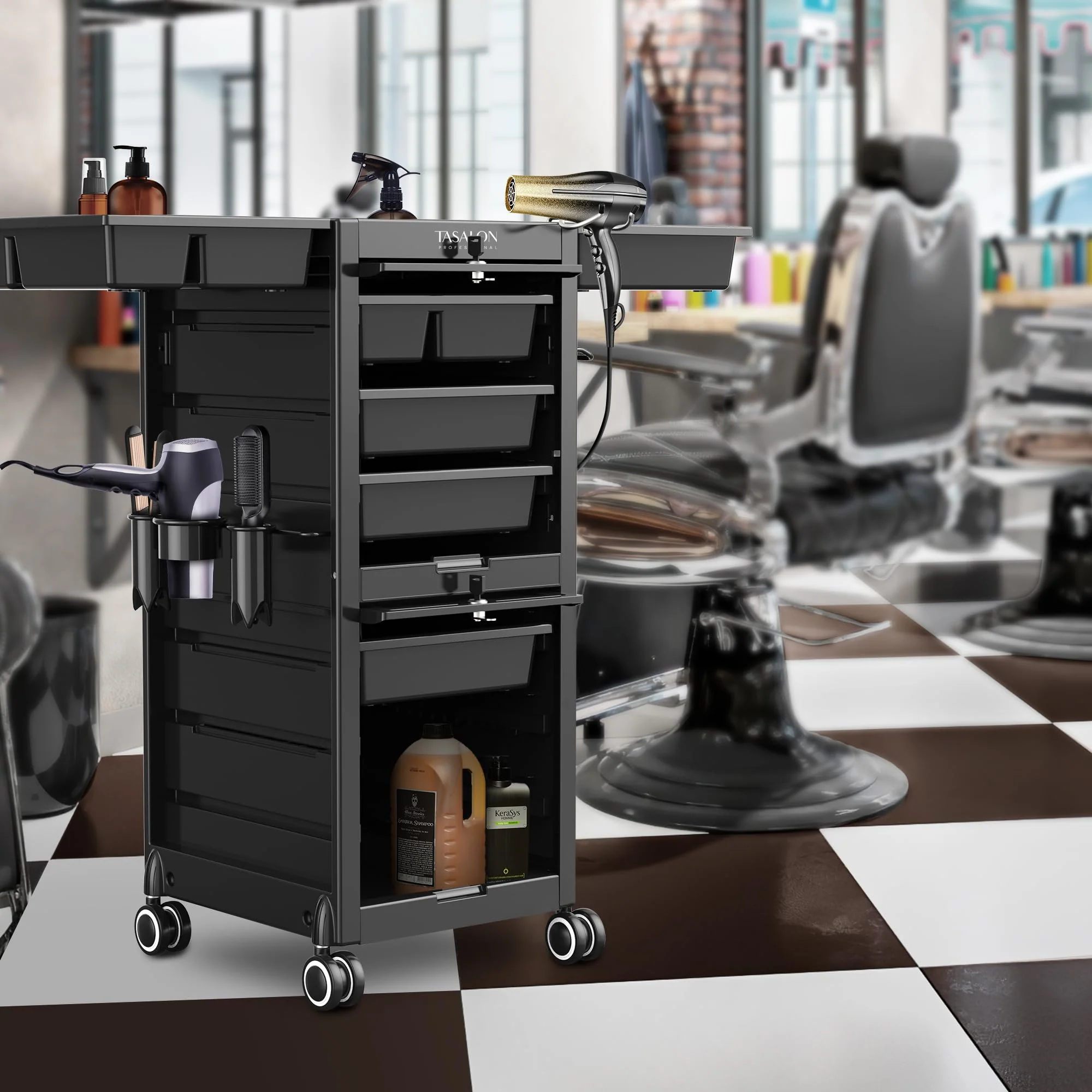 TASALON Lockable Salon Trolley Cart with 6 Drawers - UZIS Sports