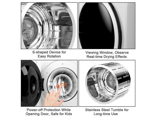 Costway 1700W Portable Clothes Dryer Electric Tumble Laundry Dryer Stainless Steel Tub 13.2 lbs /3.22 Cu.Ft - UZIS Sports