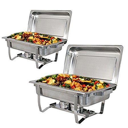 Zeny 4 Pack Premier Chafers Stainless Steel Chafing Dish 8 Qt. Full Size Buffet Trays Silver - UZIS Sports