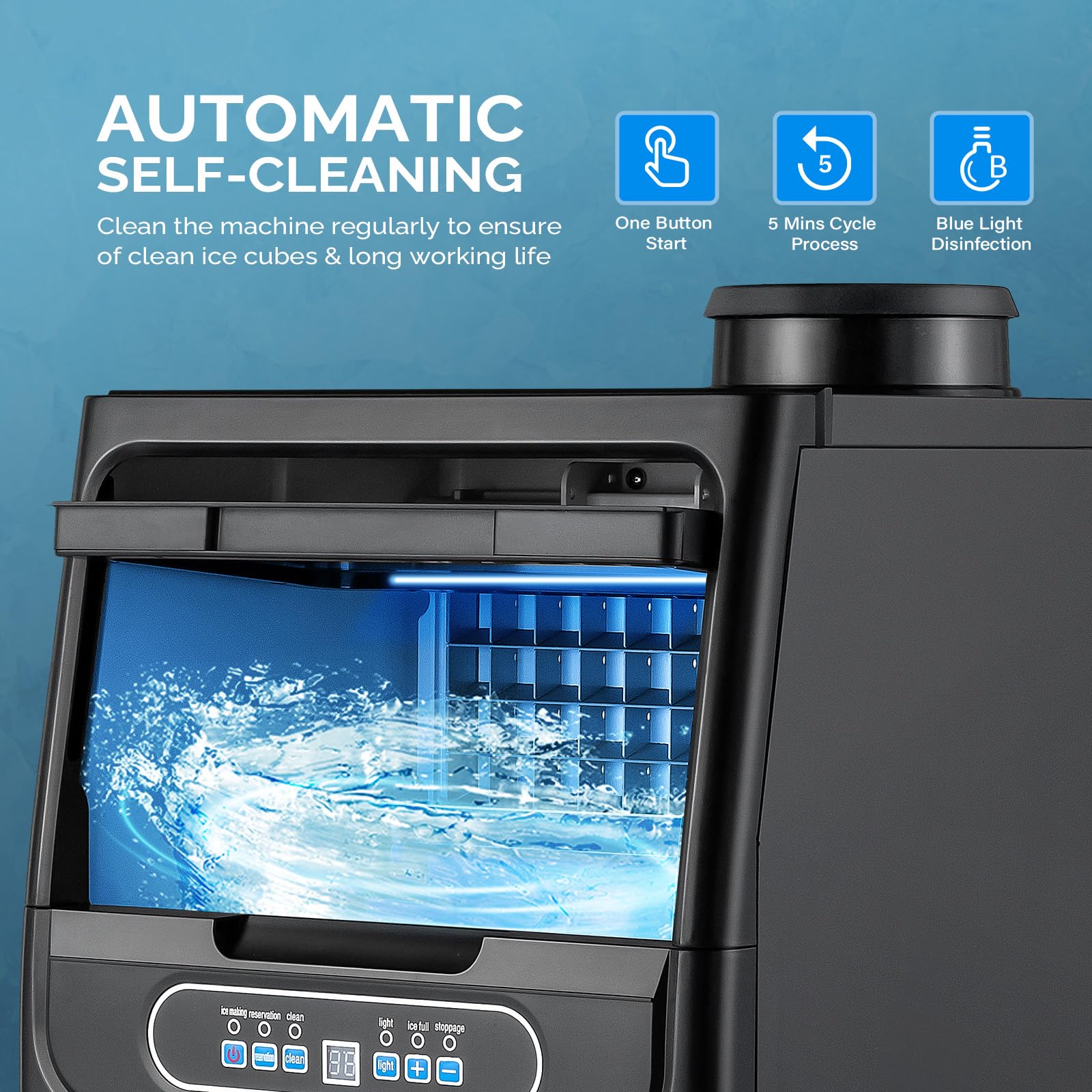 ROVSUN 90LBS/24H Ice Maker Machine with 2 Water Inlets - UZIS Sports