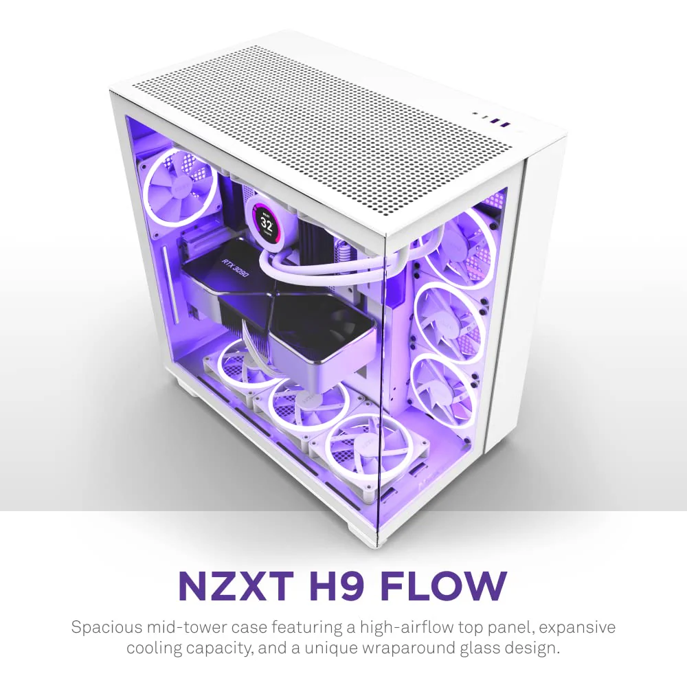 NZXT H9 Flow Dual-Chamber ATX Mid-Tower PC Gaming Case - UZIS Sports