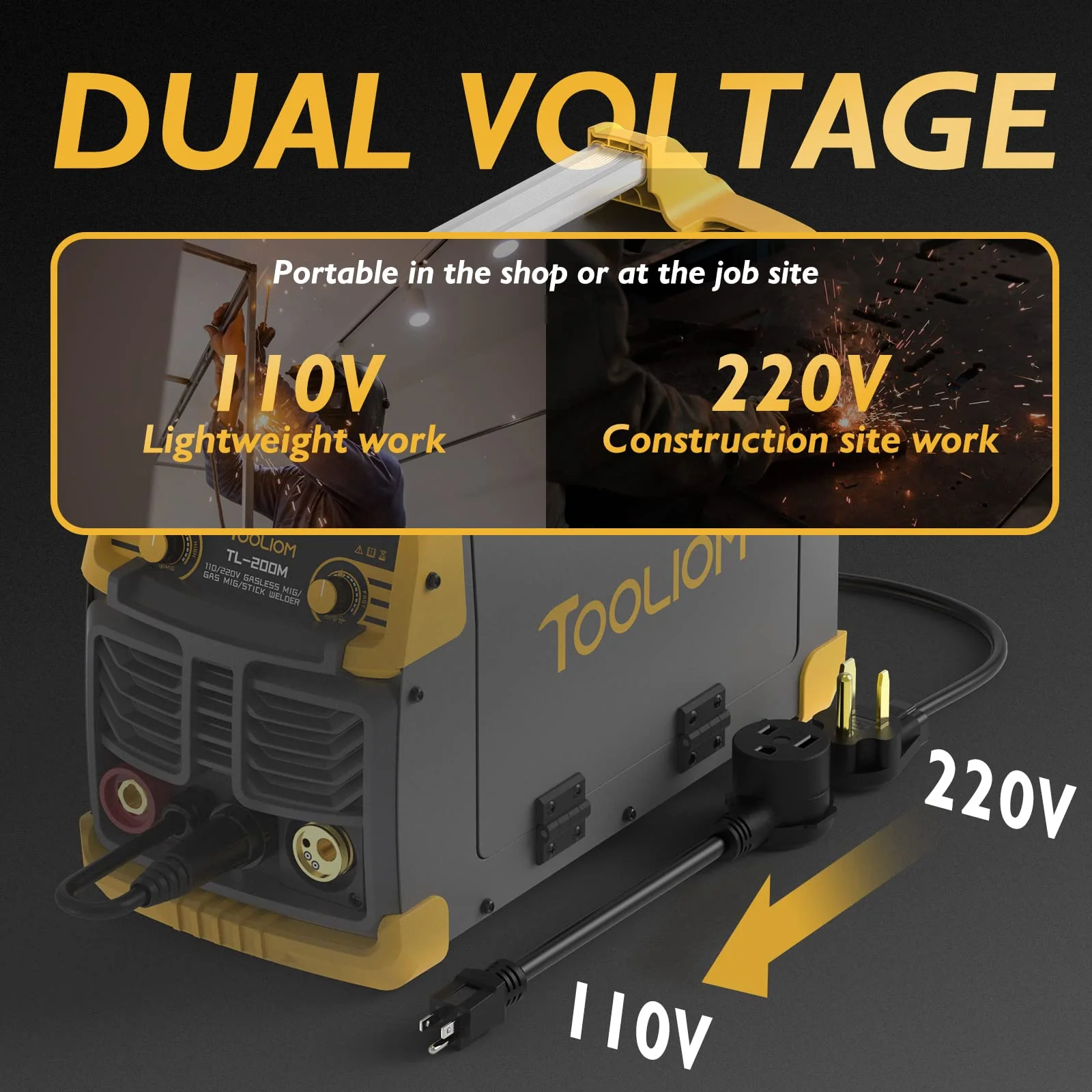 TOOLIOM 200M 3 in 1 Flux MIG Welder 110 / 220V Dual Voltage - UZIS Sports