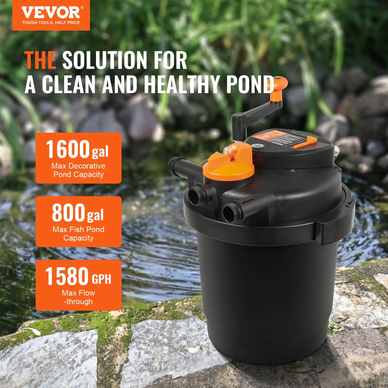 VEVOR Bio Pressure Pond Filter, Up to 1600 Gallons - UZIS Sports