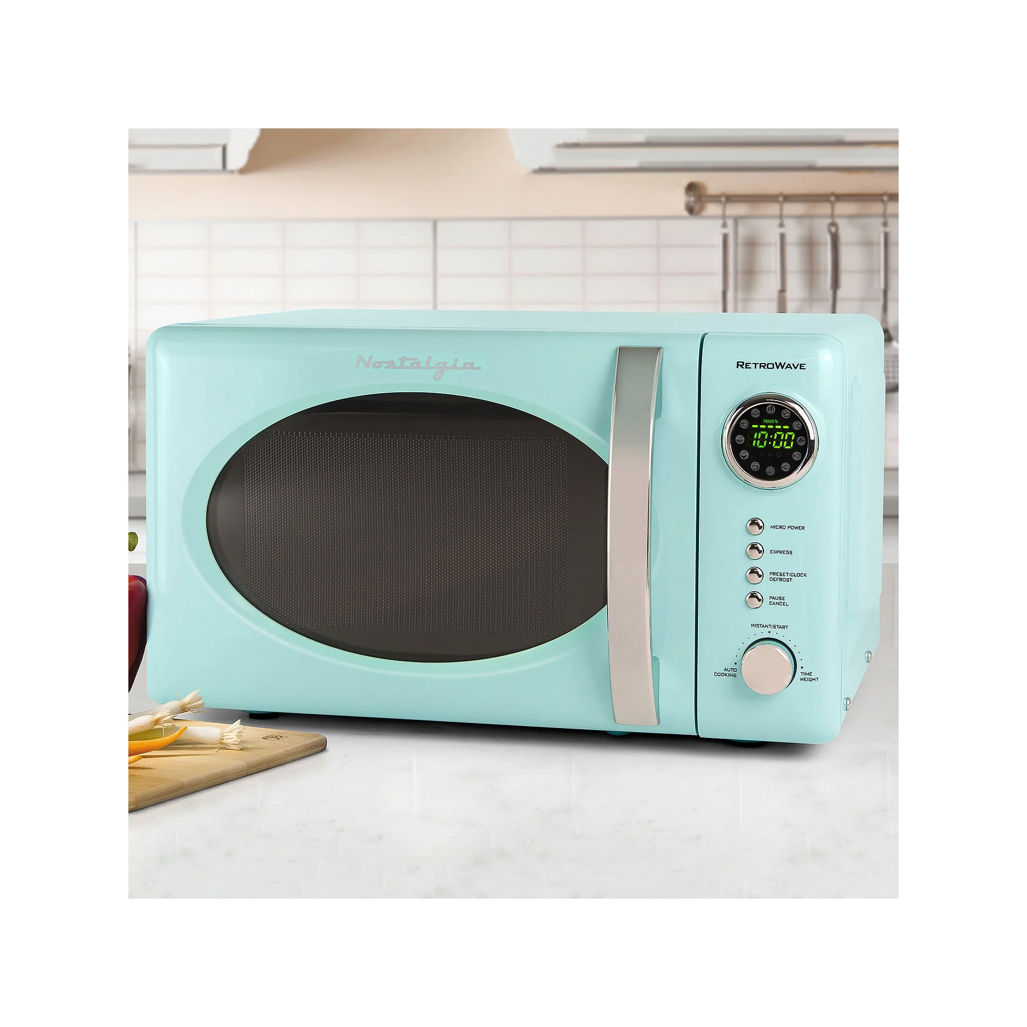 Nostalgia 0.7 Cu. ft. 700-Watt Countertop Microwave Oven, Aqua, RMO7AQ - UZIS Sports