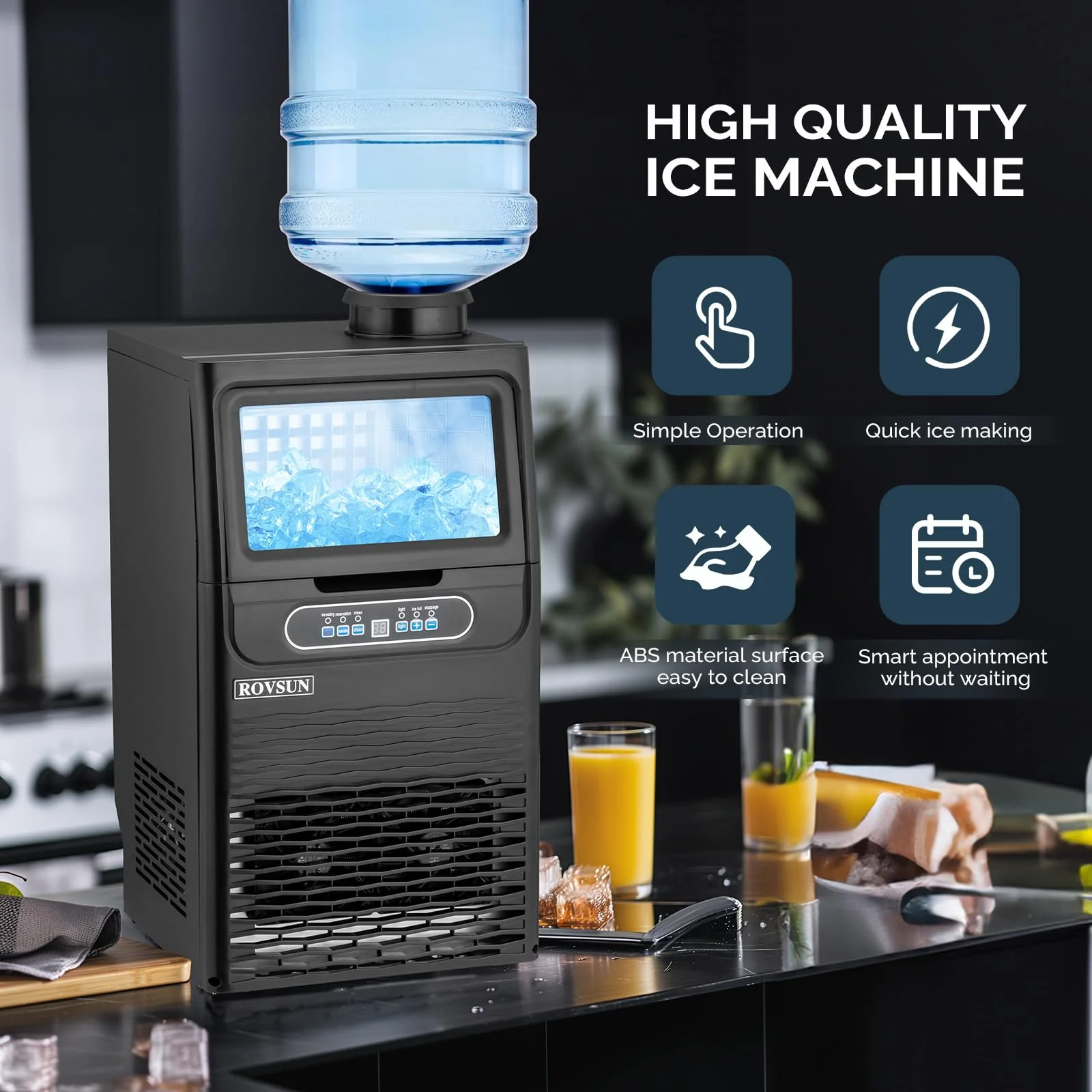 ROVSUN 90LBS/24H Ice Maker Machine with 2 Water Inlets - UZIS Sports