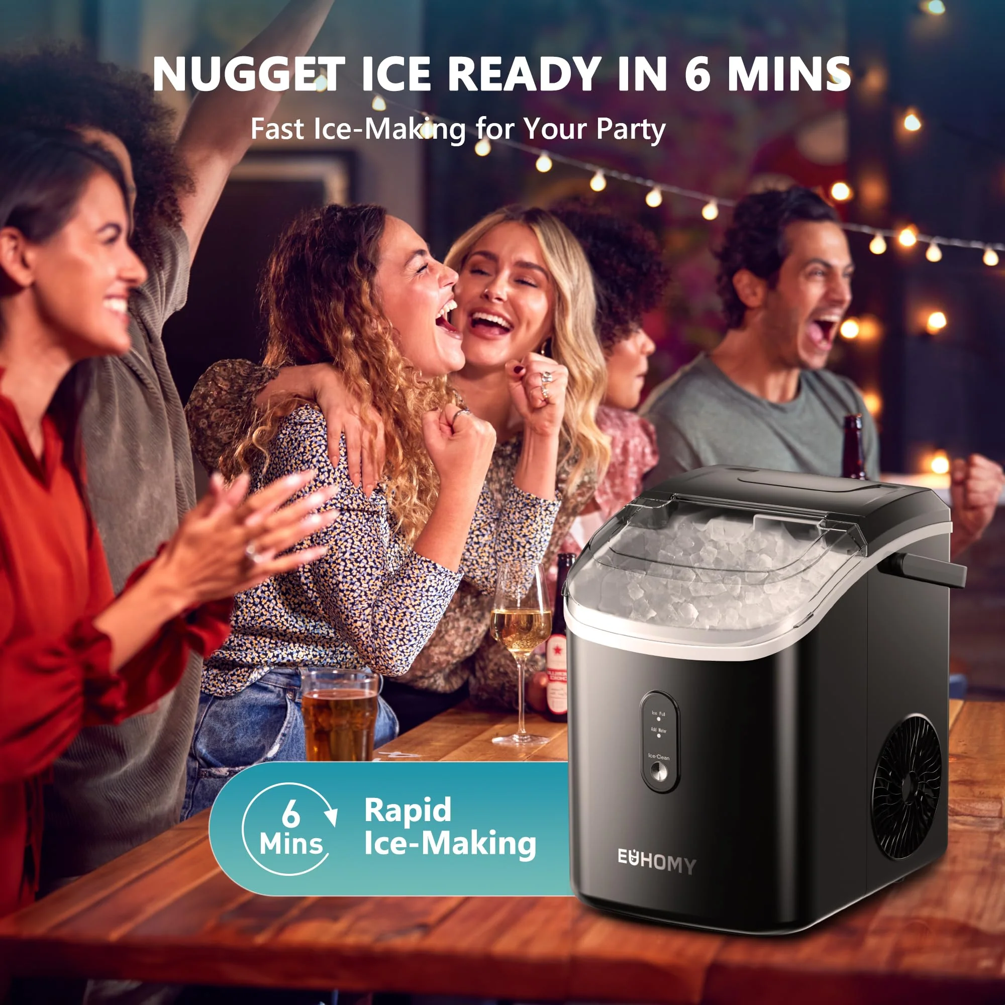 EUHOMY Nugget Ice Maker Countertop with Handle - UZIS Sports