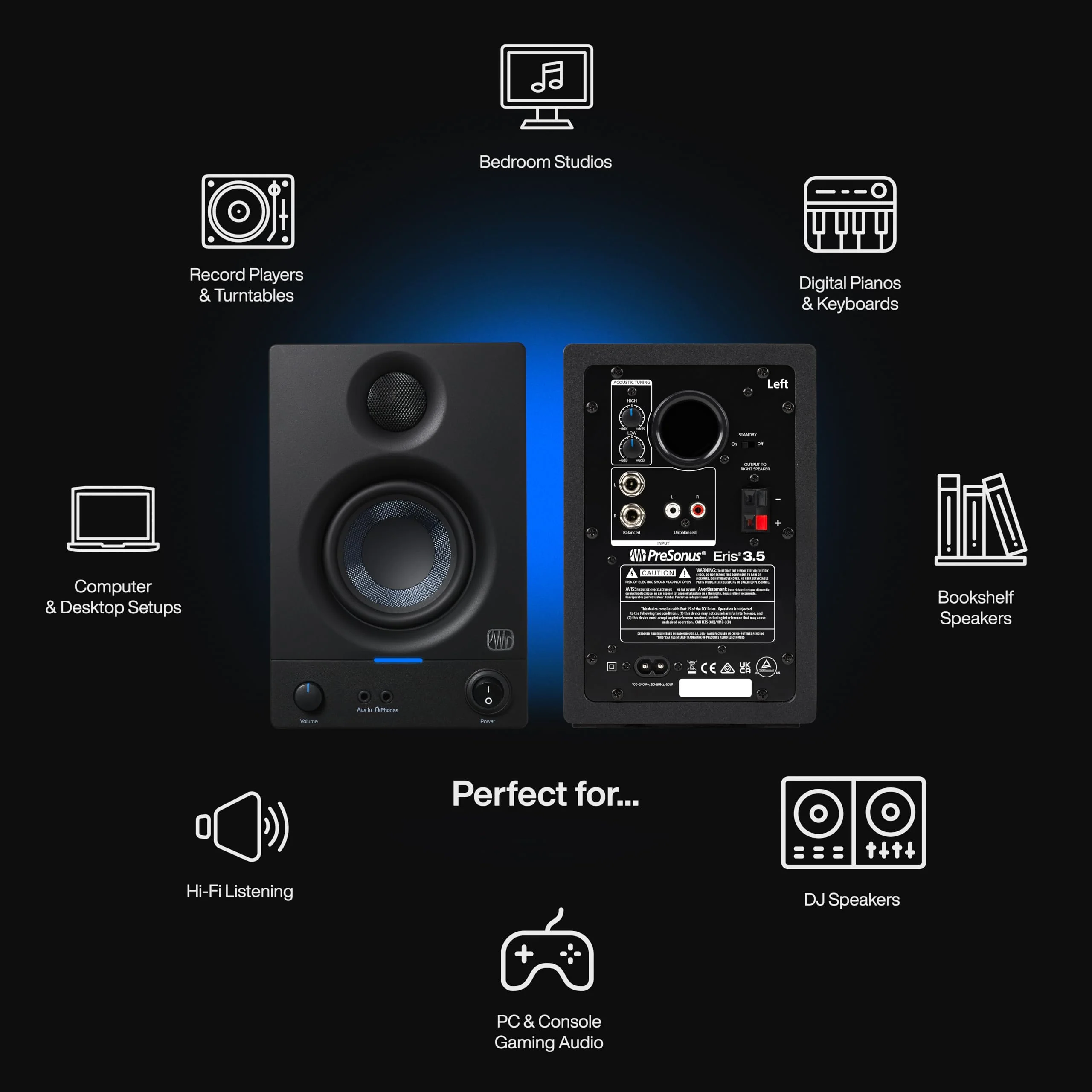 PreSonus Powered Eris 3.5 Studio Monitors - UZIS Sports