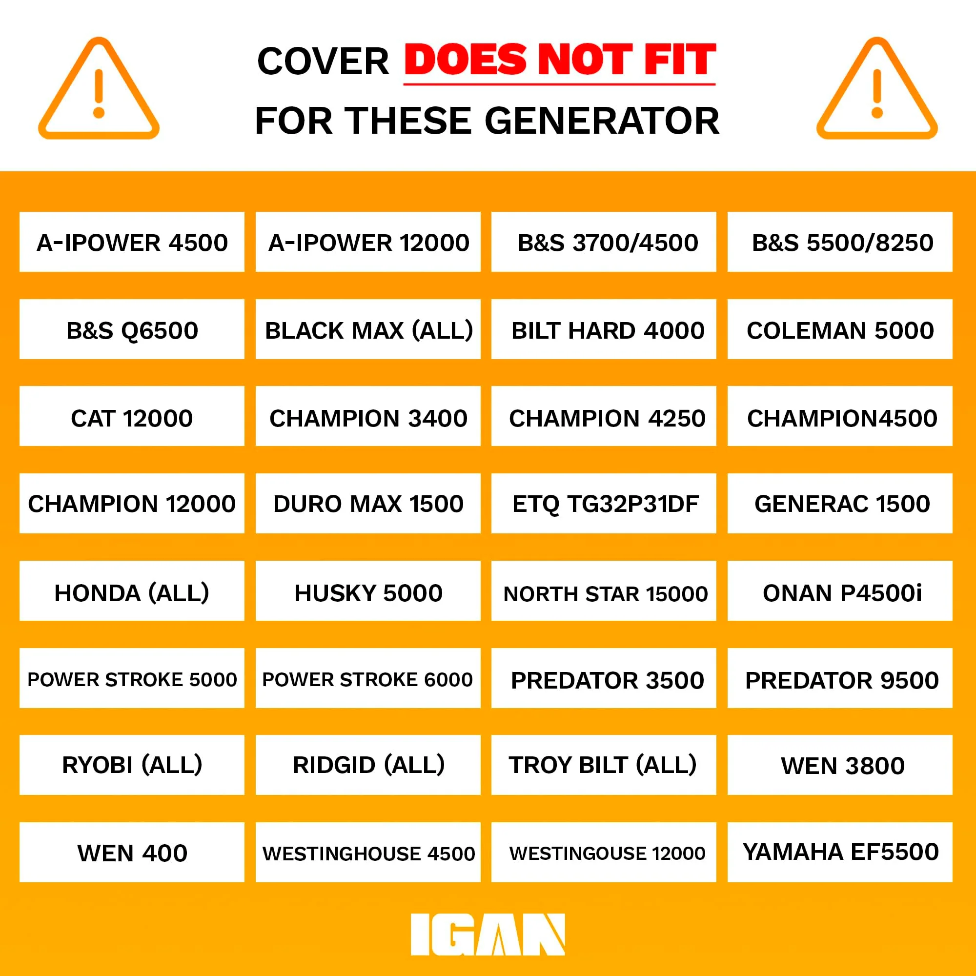 IGAN Waterproof Generator Covers While Running - UZIS Sports