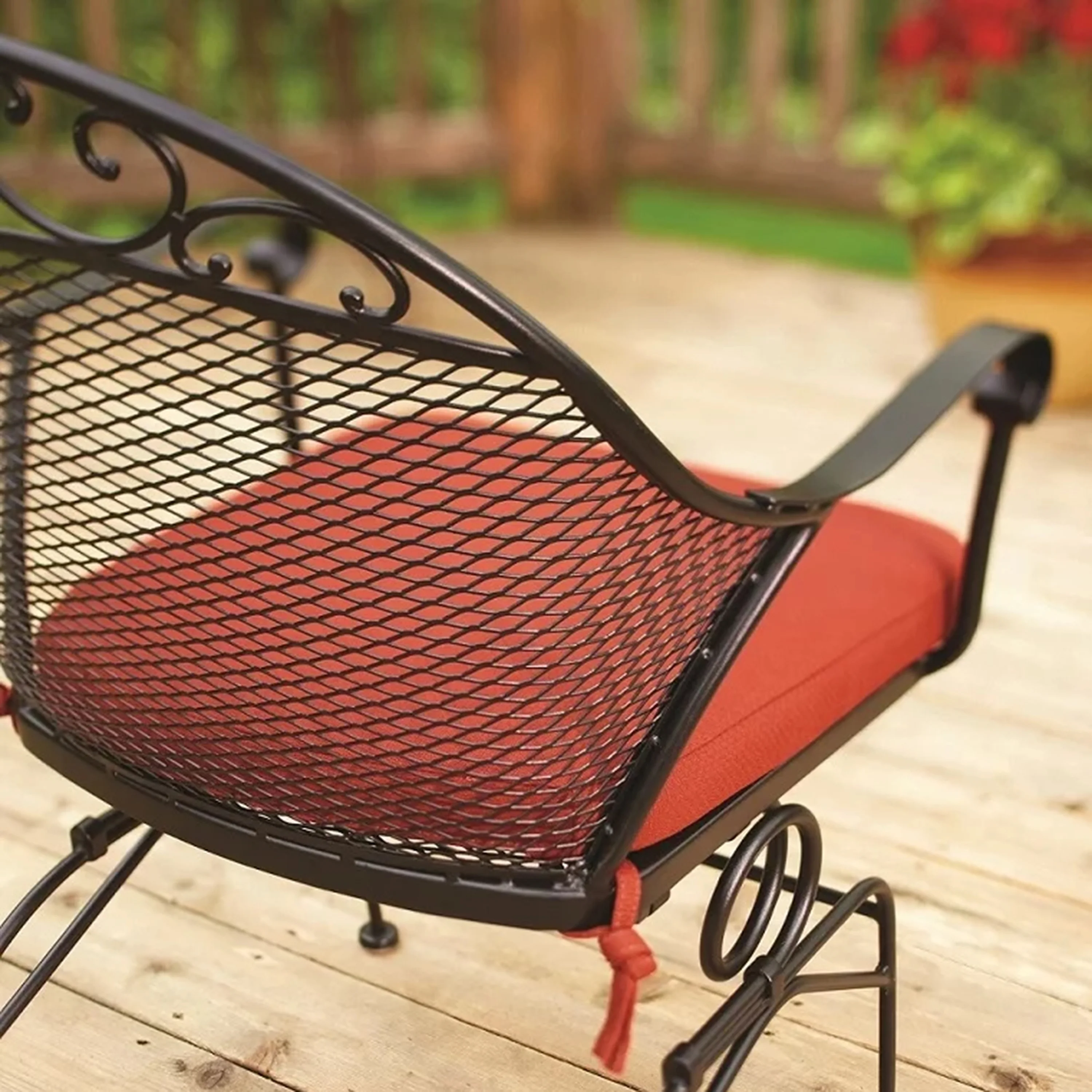 Better Homes & Gardens Clayton Court Outdoor Metal 3-Piece Bistro Set, Red Cushion, Spring Motion Chairs - UZIS Sports