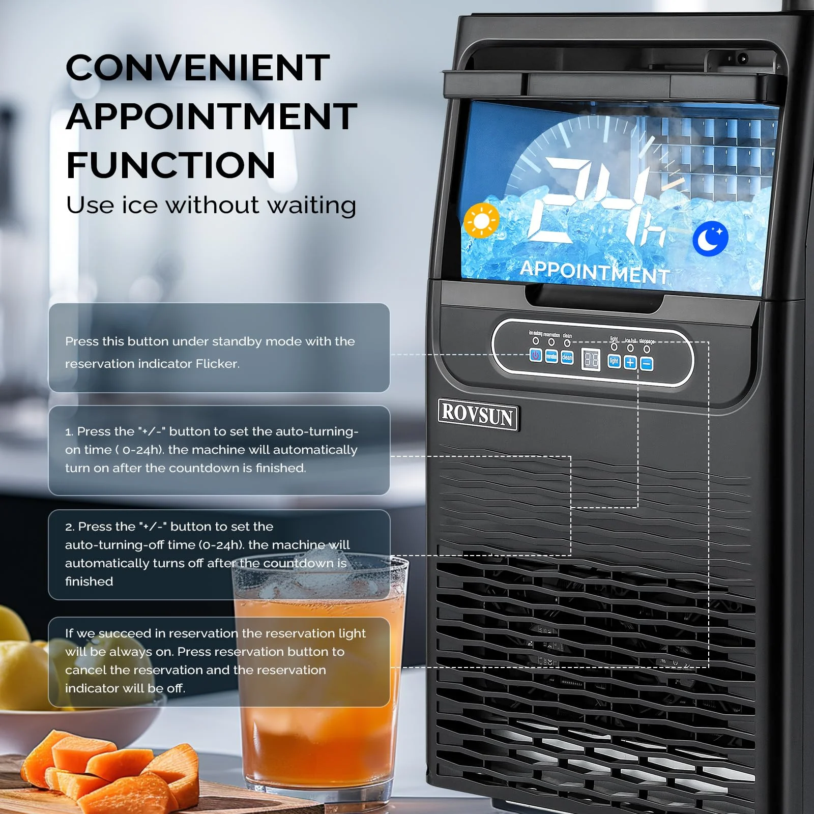 ROVSUN 90LBS/24H Ice Maker Machine with 2 Water Inlets - UZIS Sports