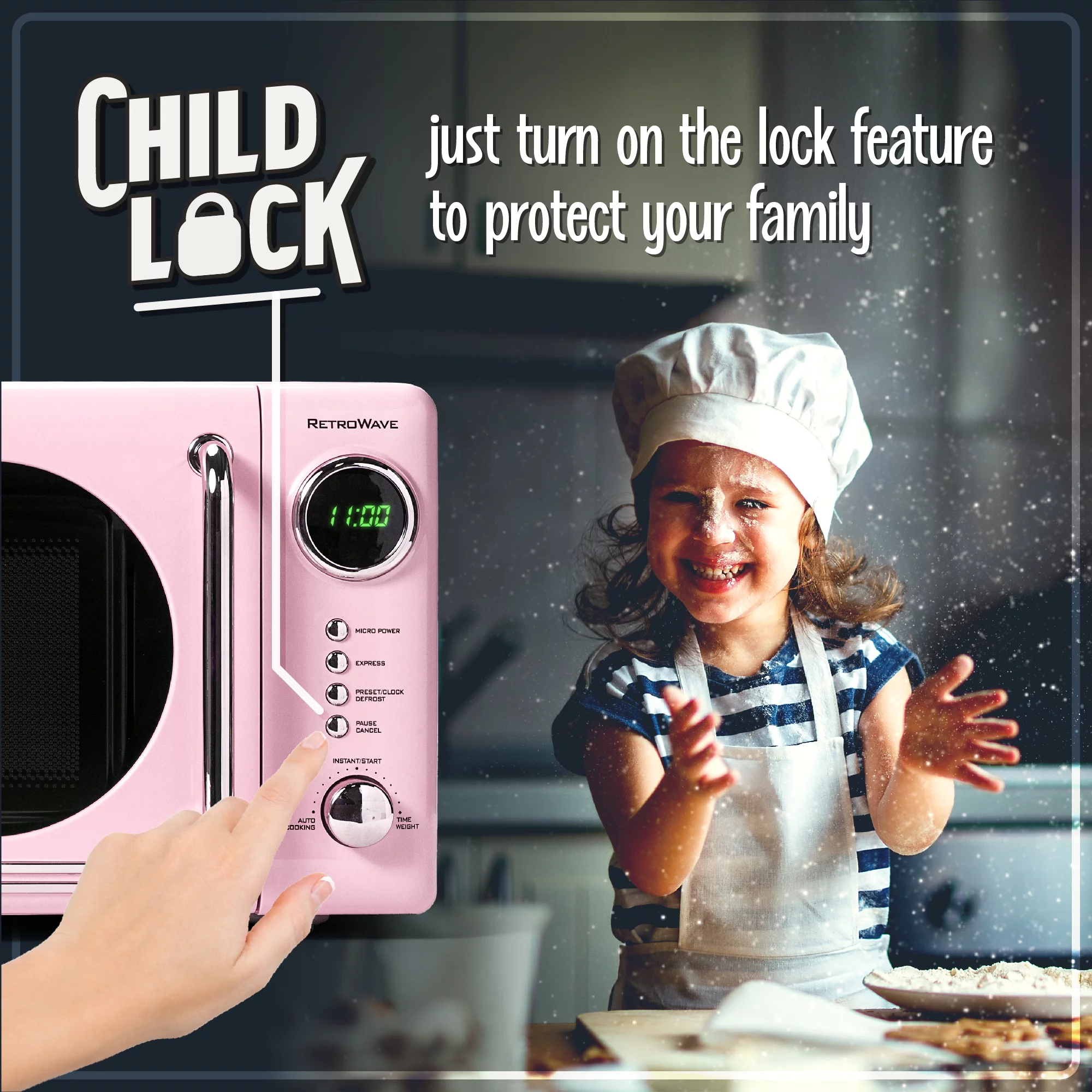 Nostalgia Retro Microwave for Countertop 0.7 cu ft Vintage Microwave, Pink - UZIS Sports