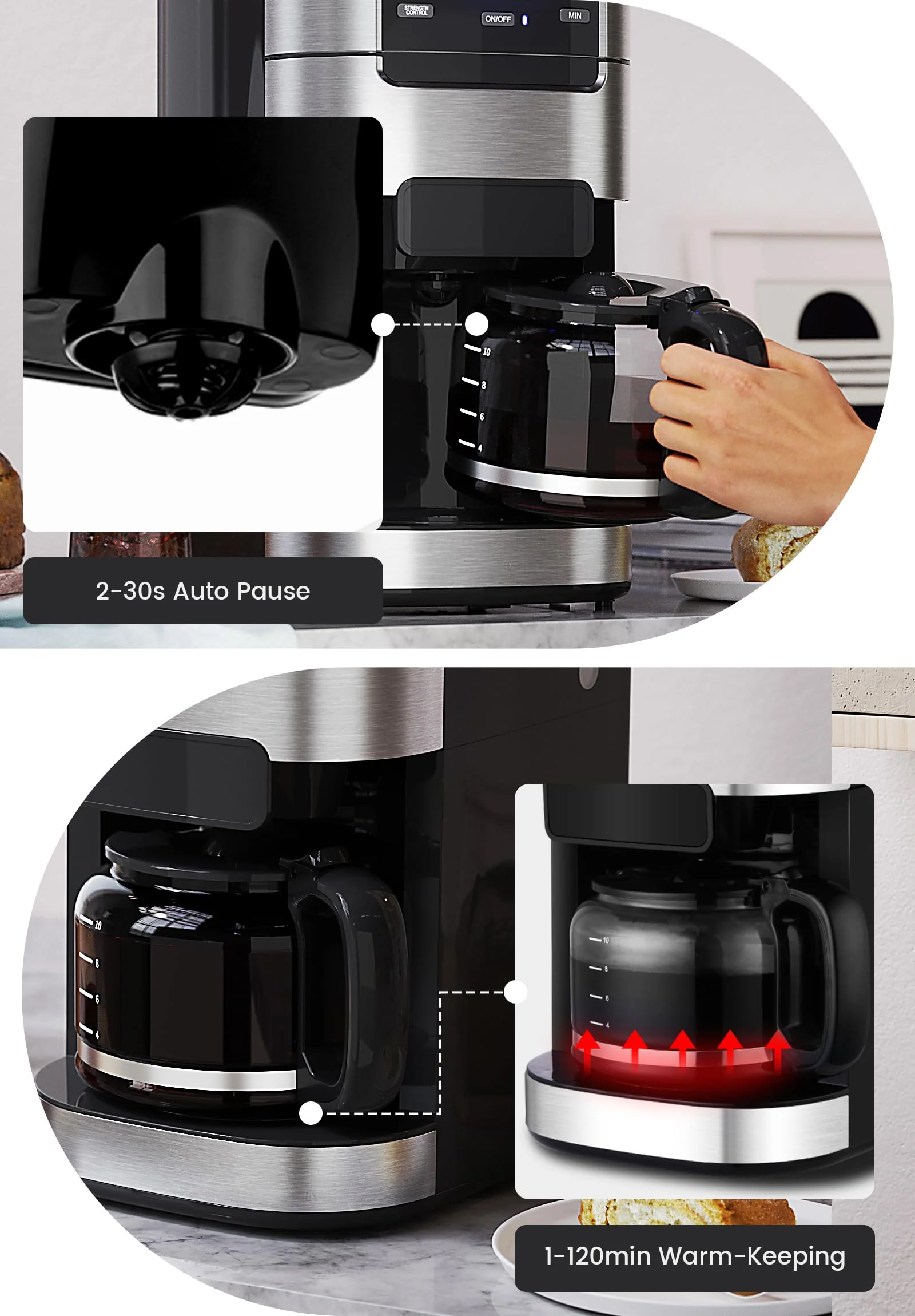 Gevi 10-Cup Coffee Maker with Built-in Grinder - UZIS Sports