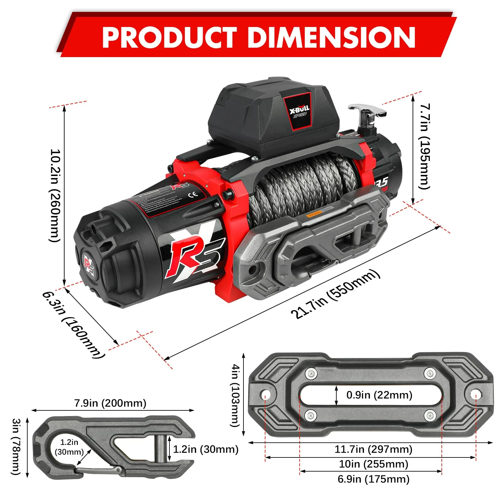 X-BULL 13500 lb Load Capacity Electric Winch for Towing Truck Off Road - UZIS Sports