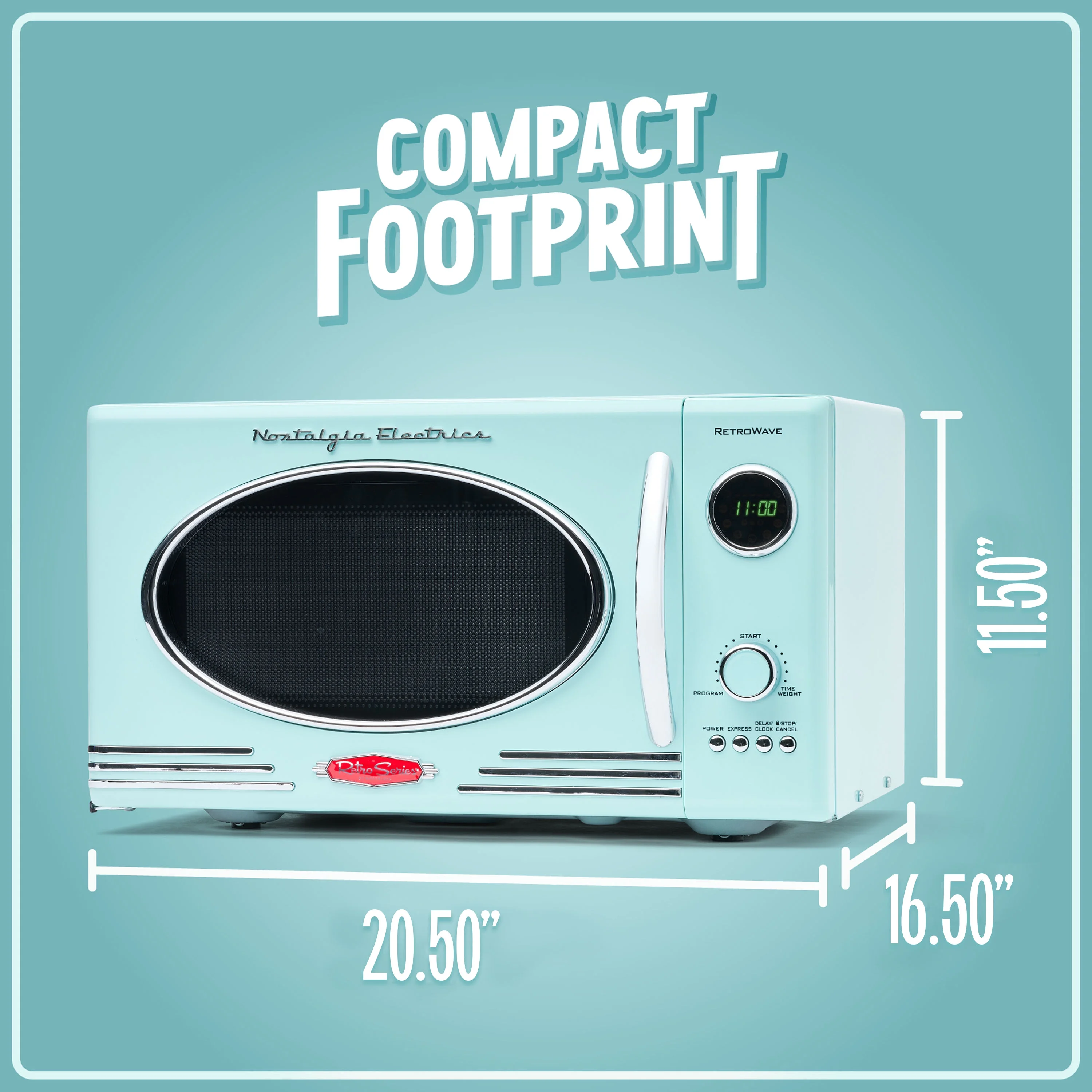 Nostalgia Retro Microwave for Countertop 0.9 cu ft Vintage Microwave, Aqua - UZIS Sports