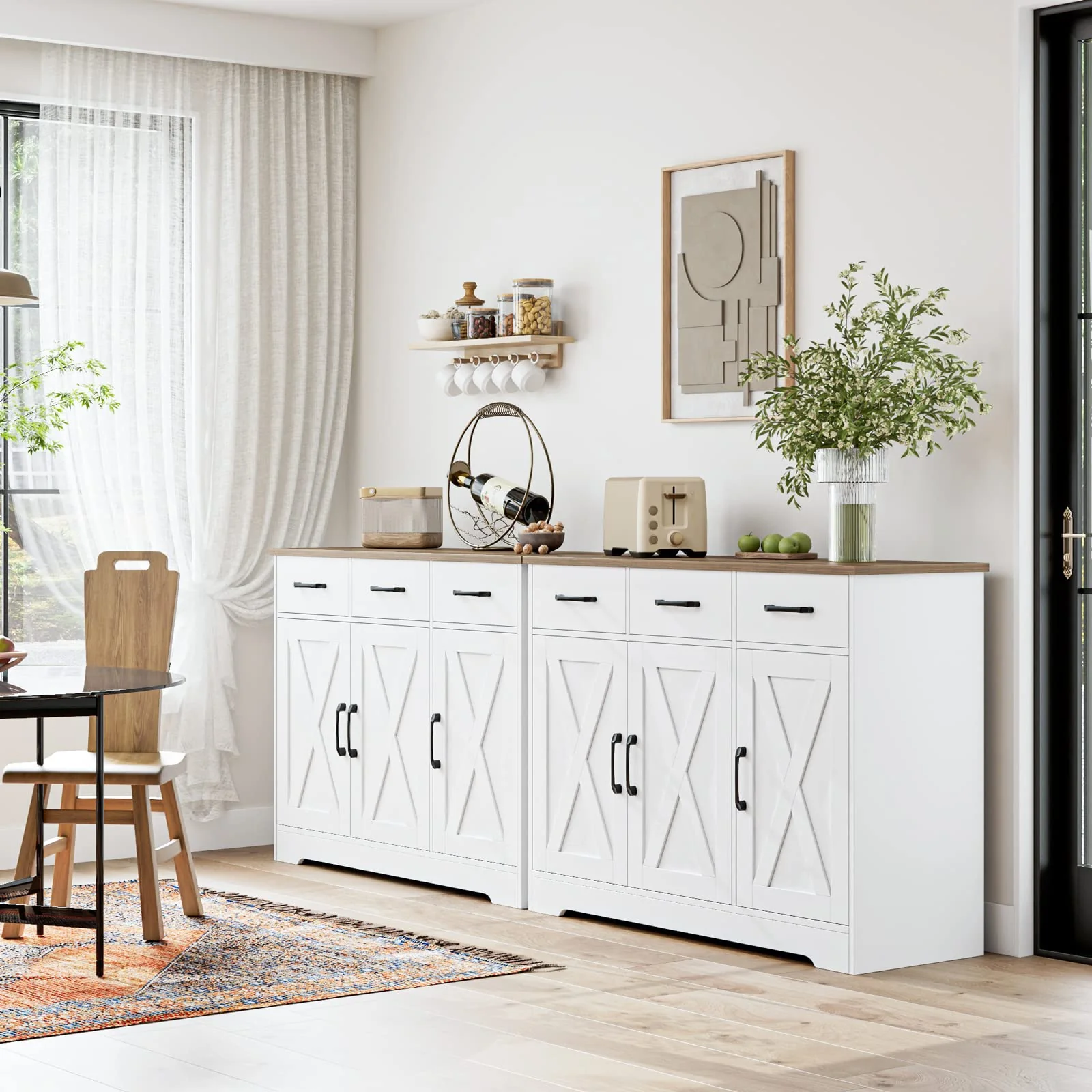 HOSTACK Modern Farmhouse Sideboard Buffet Cabinet - UZIS Sports