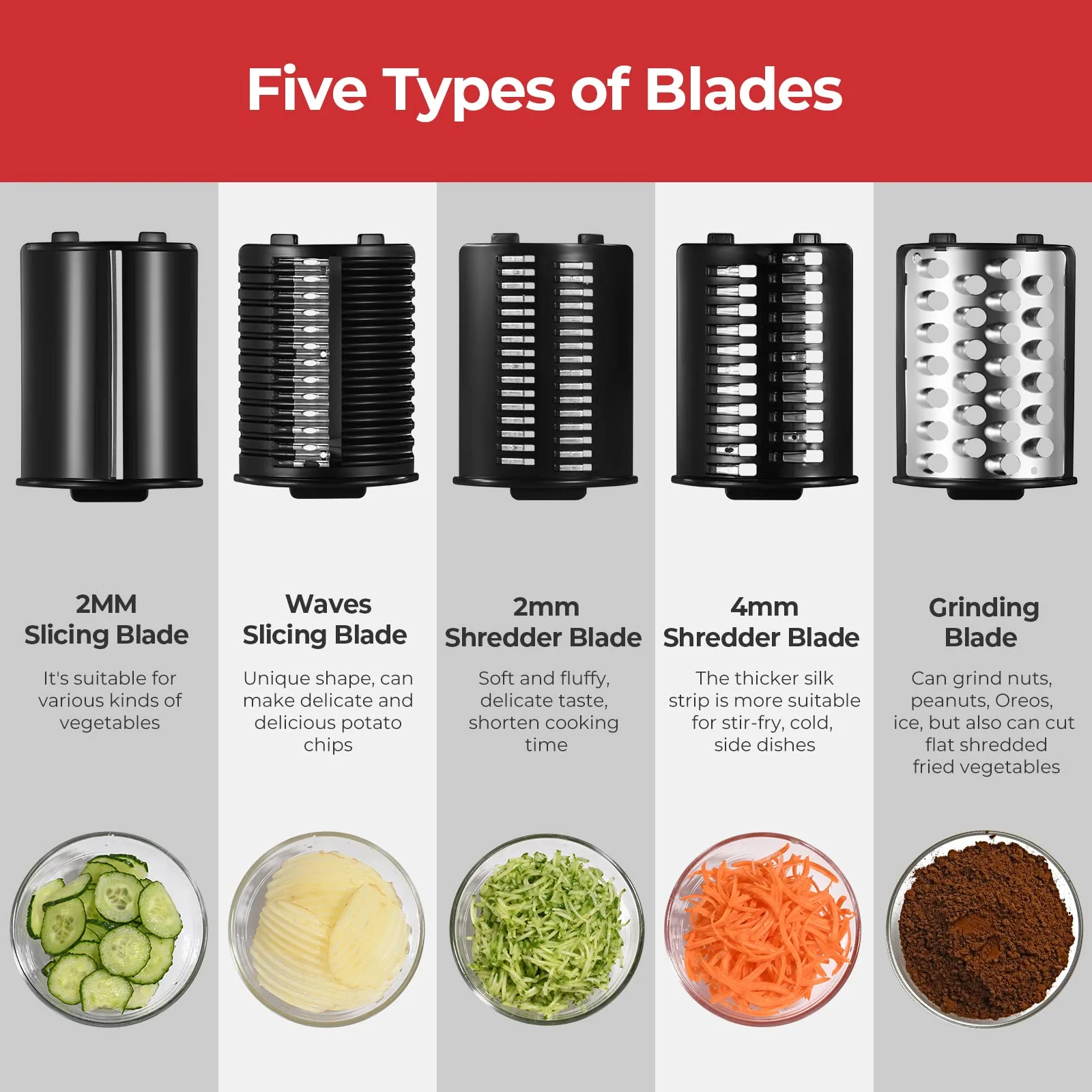 Homparty Electric Cheese Grater, 250W Electric Slicer Shredder - UZIS Sports