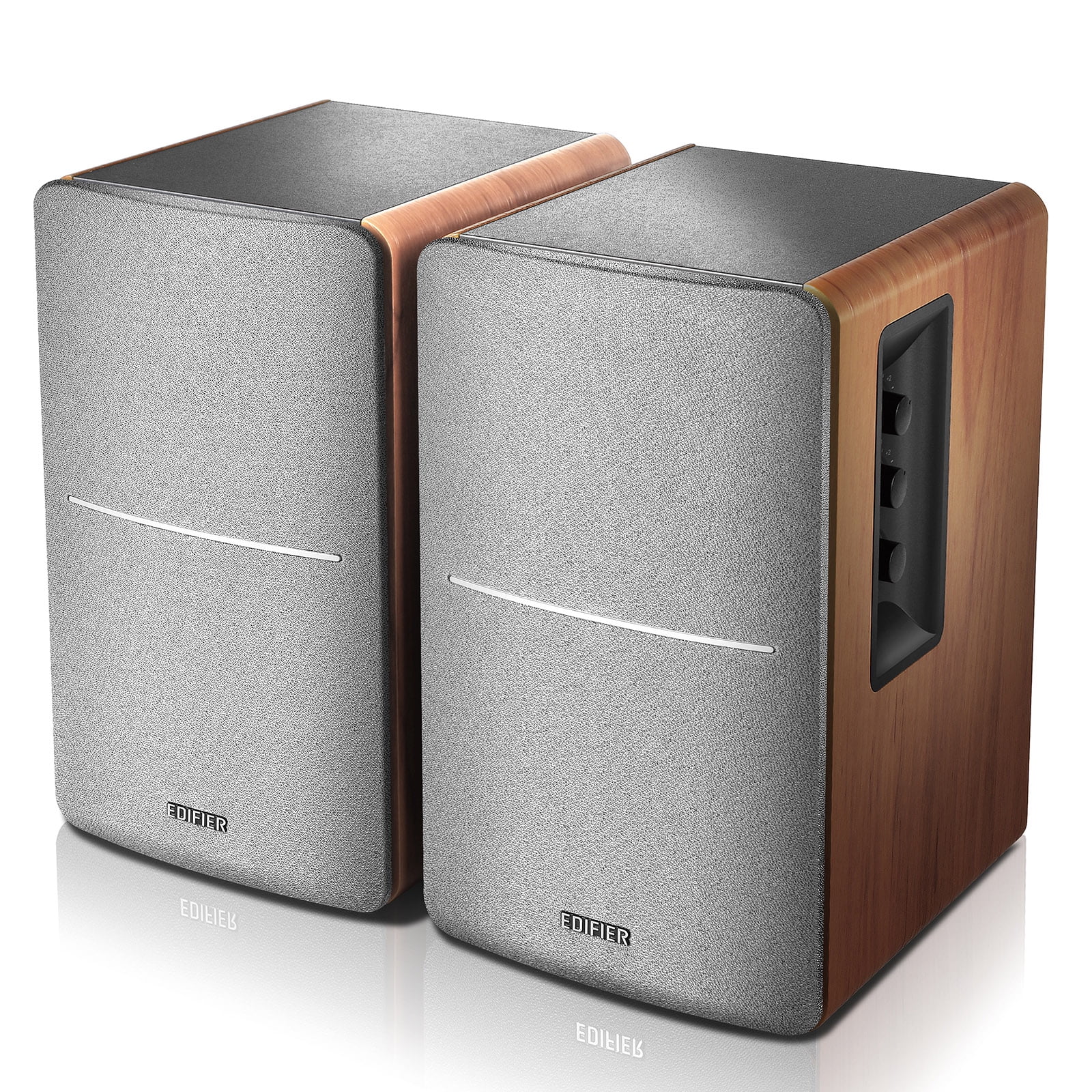 Edifier R1280DB Powered Bluetooth Bookshelf Speakers - Optical Input - Wireless Studio Monitors - 4 Inch Near Field Speaker - 42w RMS - Wood Grain - UZIS Sports