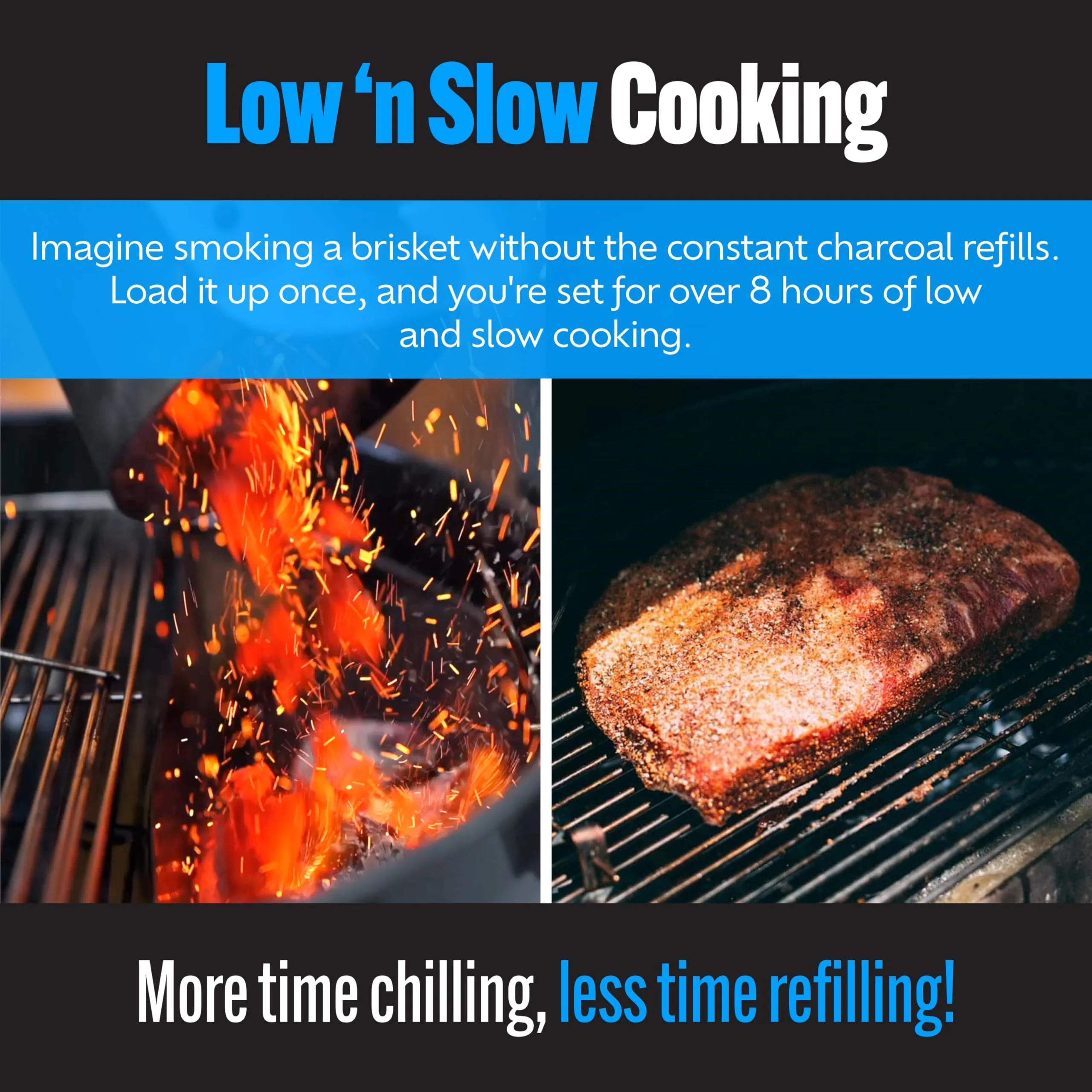 Slow 'N Sear SnS Grills Deluxe Insert, Removable Reservoir - UZIS Sports