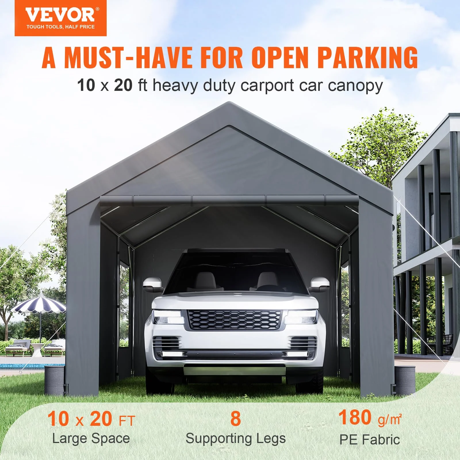 VEVOR Carport 10x20ft, Car Canopy Portable Garage - UZIS Sports