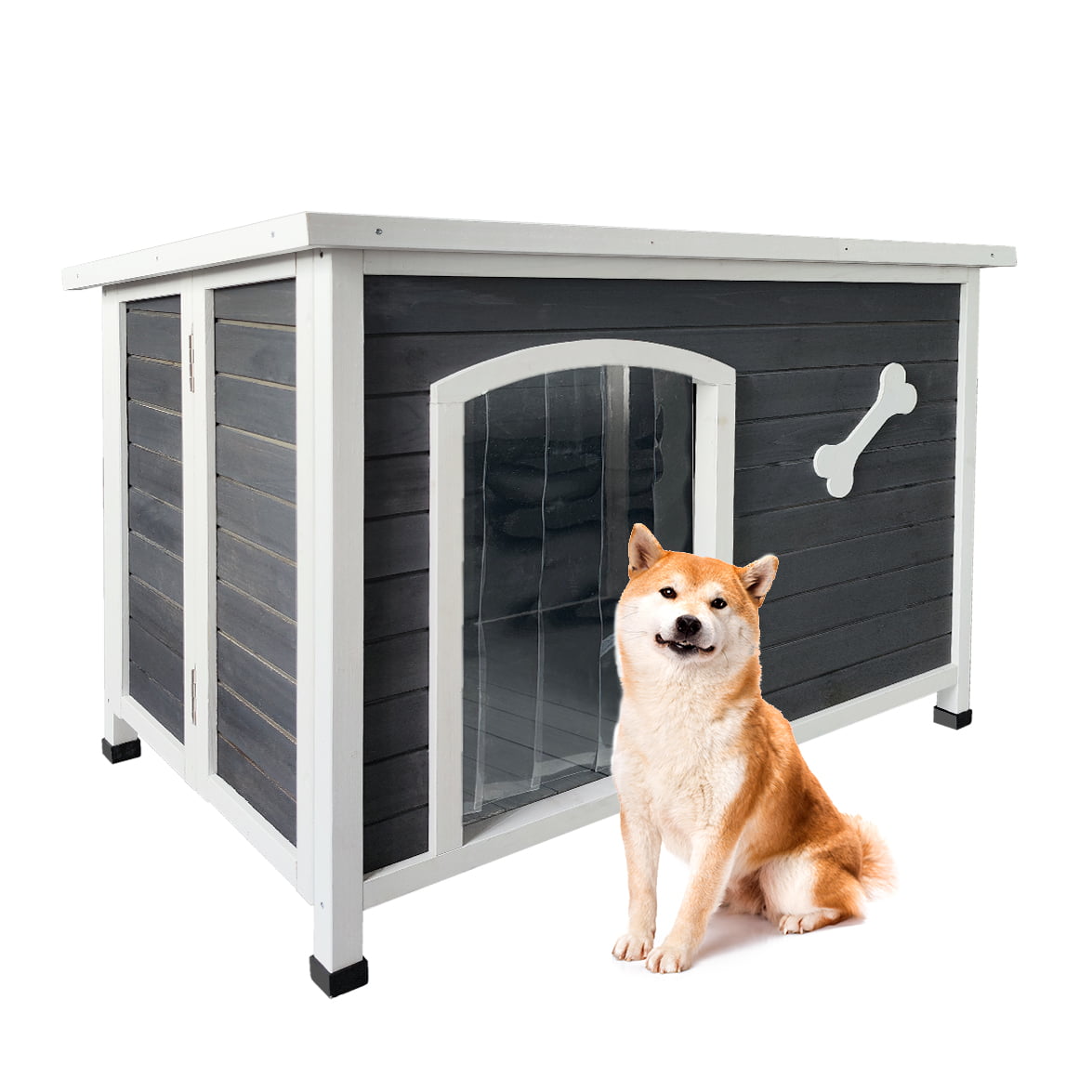 Outdoor Dog House, Large Wooden Waterproof Dog Cage, Windproof Warm Dog Kennel Easy to Assemble - UZIS Sports