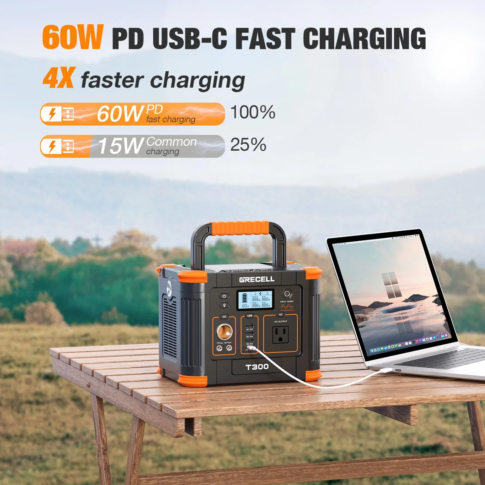 Portable Power Station 300W, GRECELL 288Wh Solar Generator - UZIS Sports