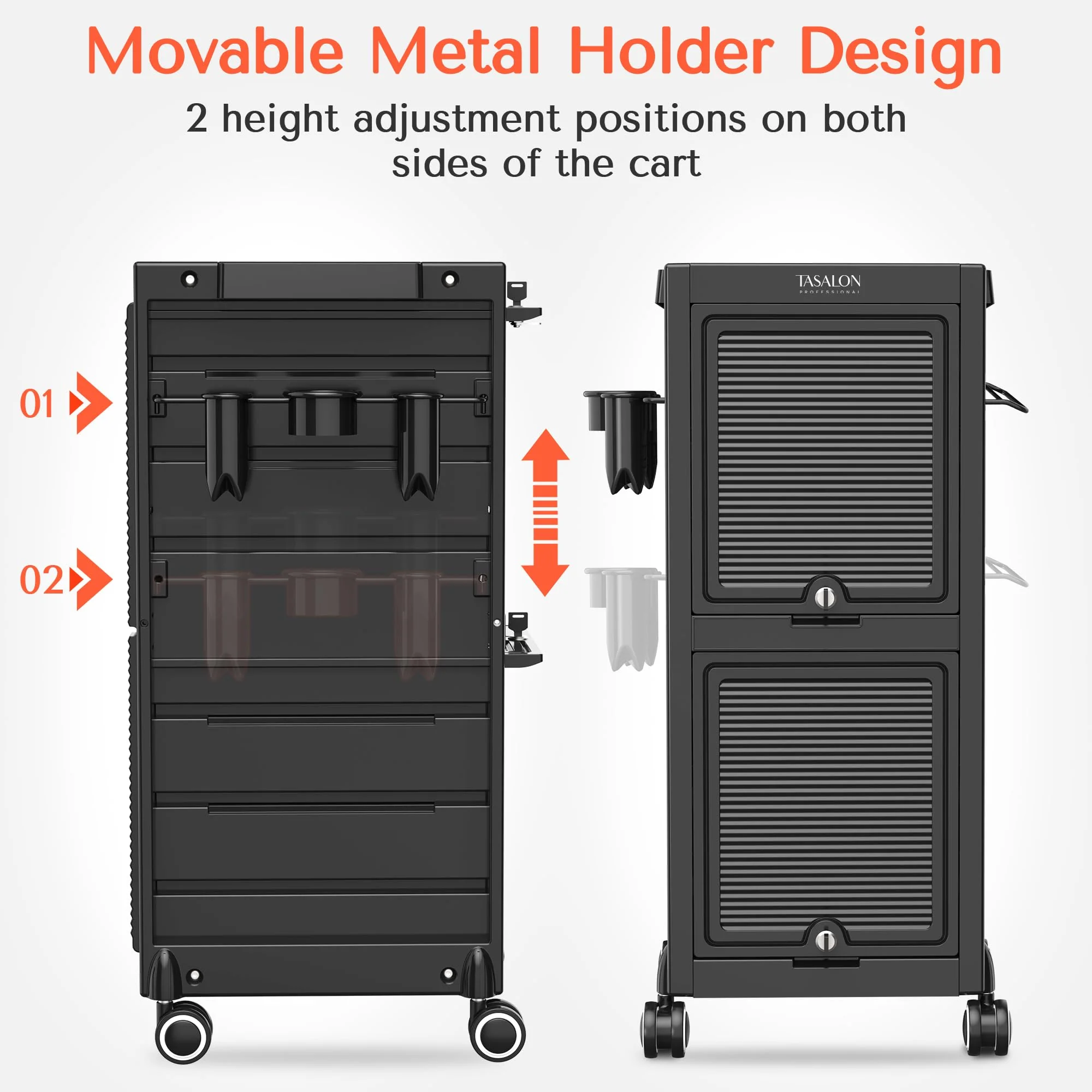 TASALON Lockable Salon Trolley Cart with 6 Drawers - UZIS Sports
