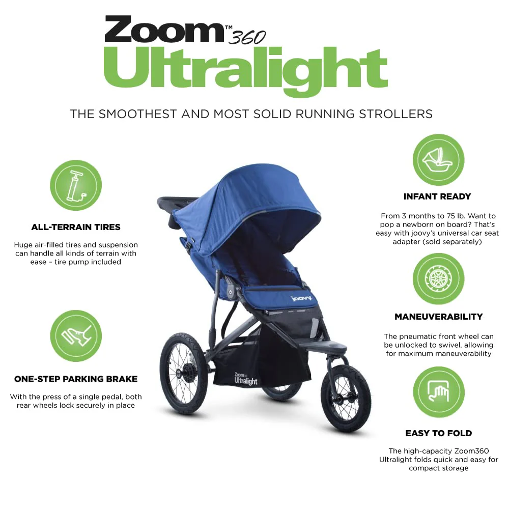 Joovy Zoom360 Ultralight Jogging Stroller Featuring High Child Seat - UZIS Sports
