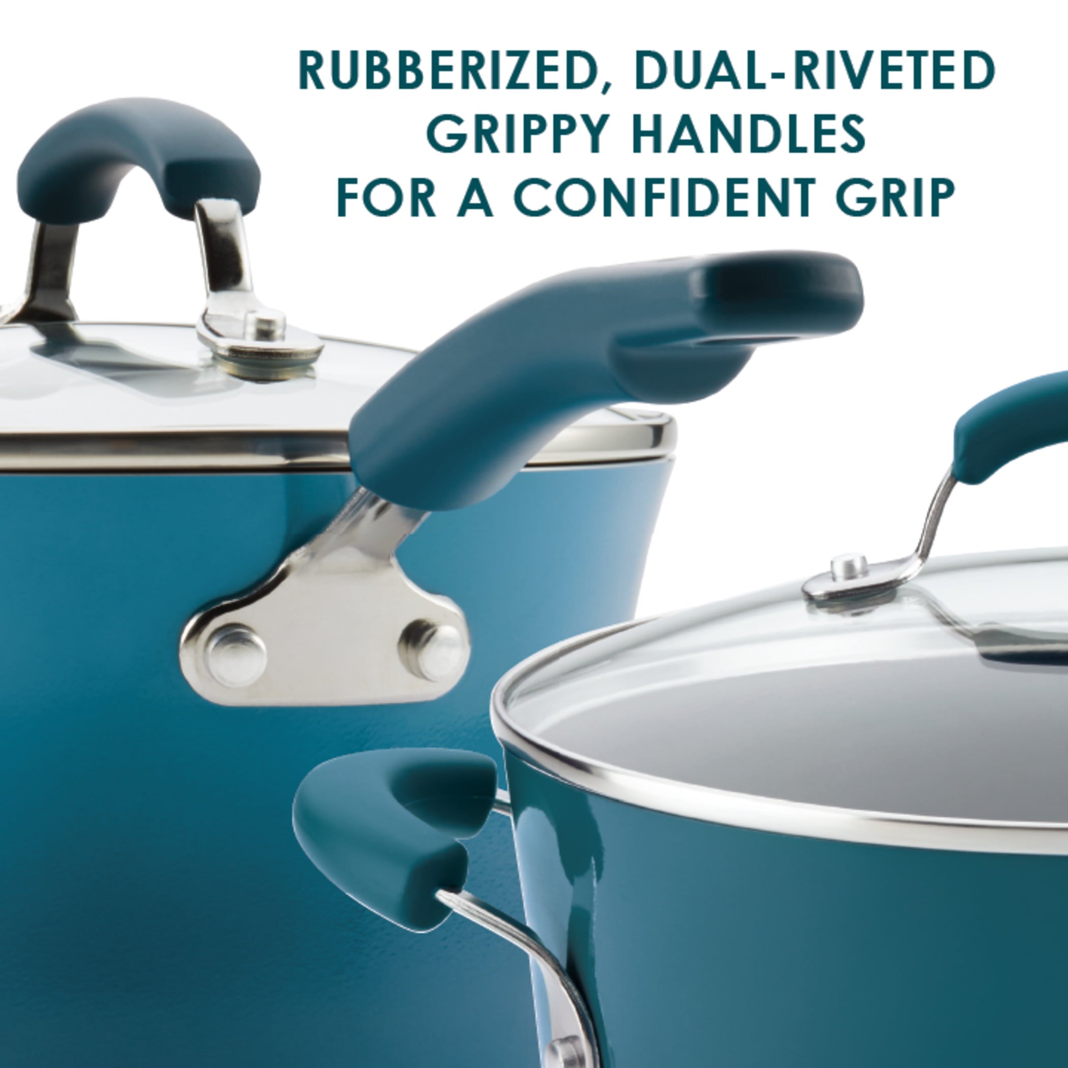 Rachael Ray 15-Piece Nonstick Pots and Pans Set/Cookware Set, Marine Blue - UZIS Sports