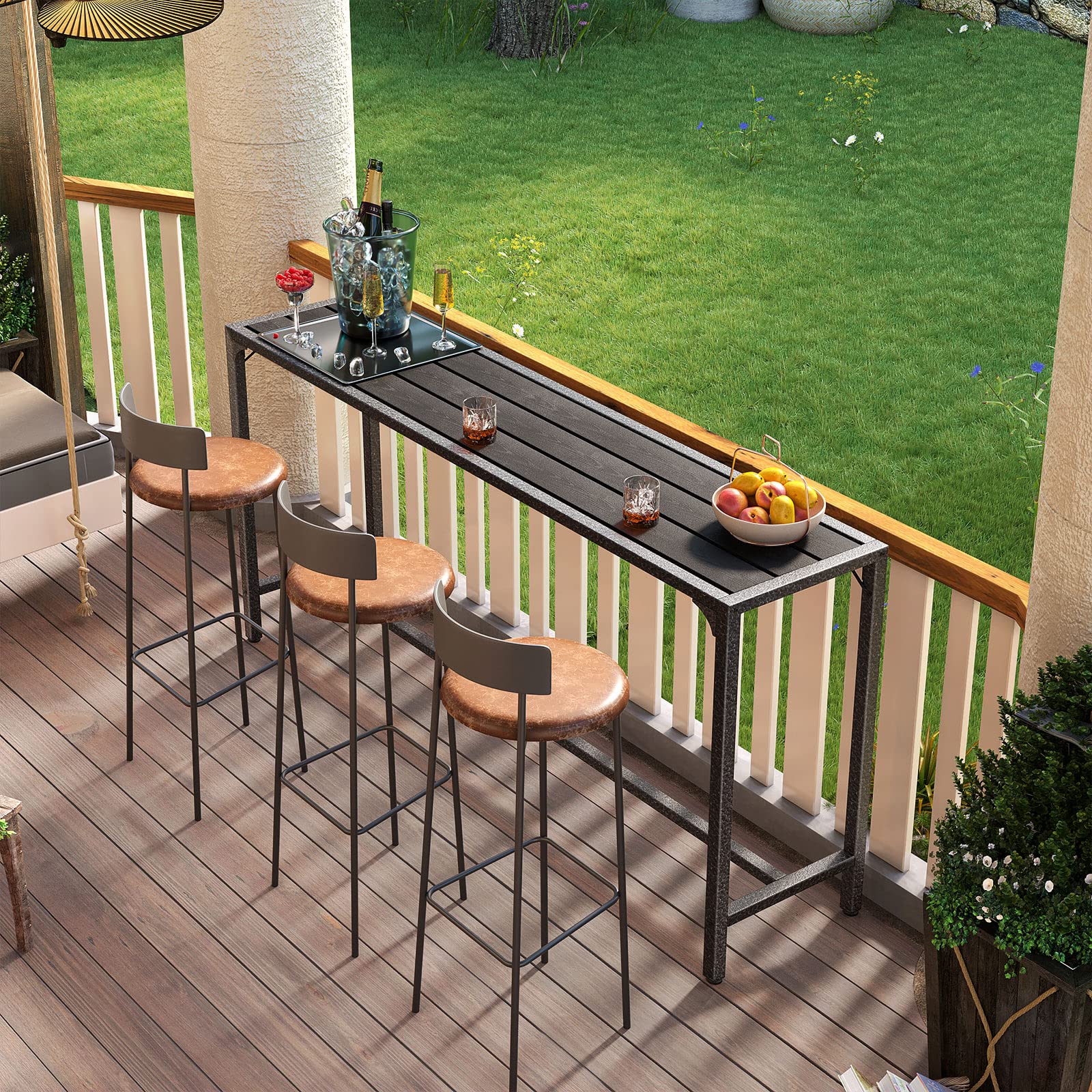 ODK 55 Inch Outdoor Bar Table for Hot Tub, Garden - UZIS Sports