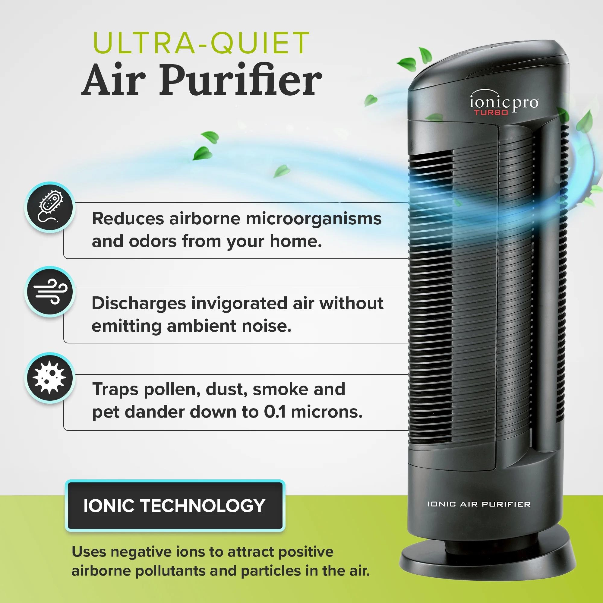 ENVION TA500 Ionic Pro Turbo Medium to Large Room Air Purifier Tower - UZIS Sports