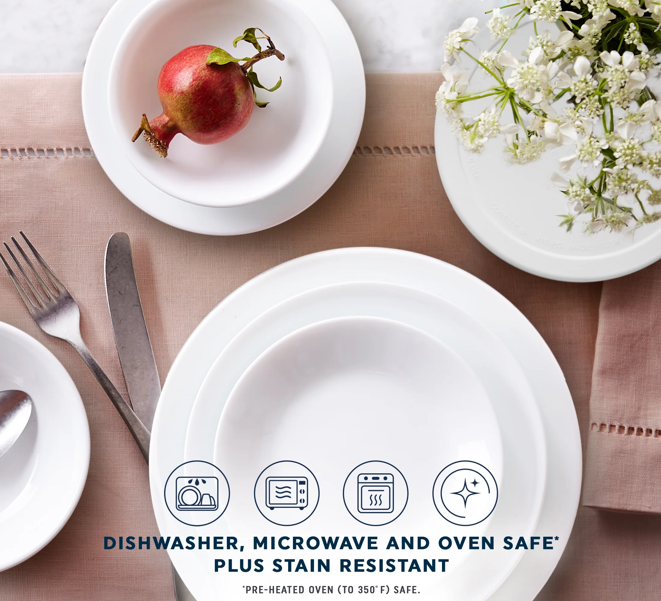 Corelle 66-Piece Winter Frost White Glass Dinnerware Set (Service for 12) - UZIS Sports