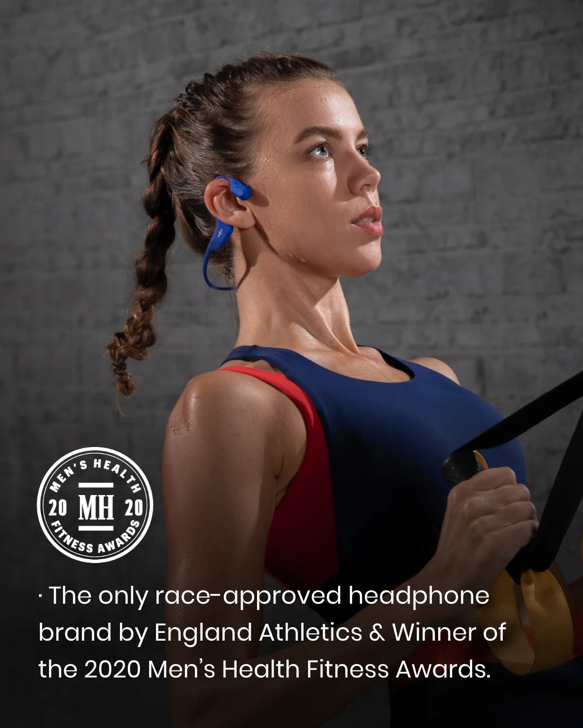 Shokz OpenRun Mini Bone Conduction Waterproof Bluetooth Headphones for Sports with Cooling Wristband (Blue, Mini) - UZIS Sports