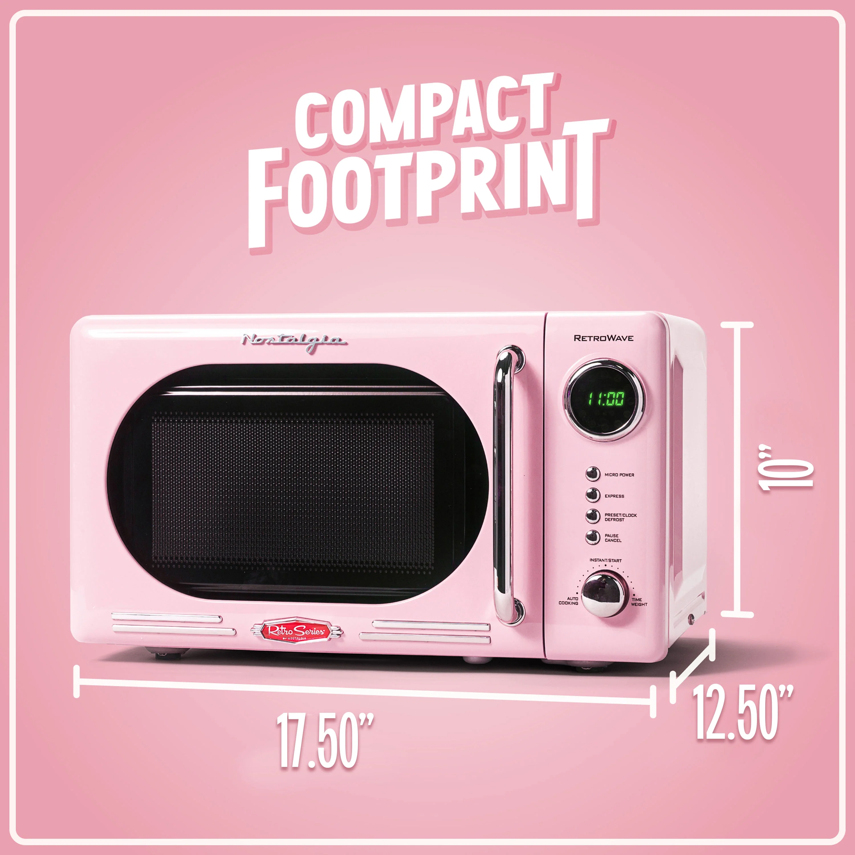 Nostalgia Retro Microwave for Countertop 0.7 cu ft Vintage Microwave, Pink - UZIS Sports