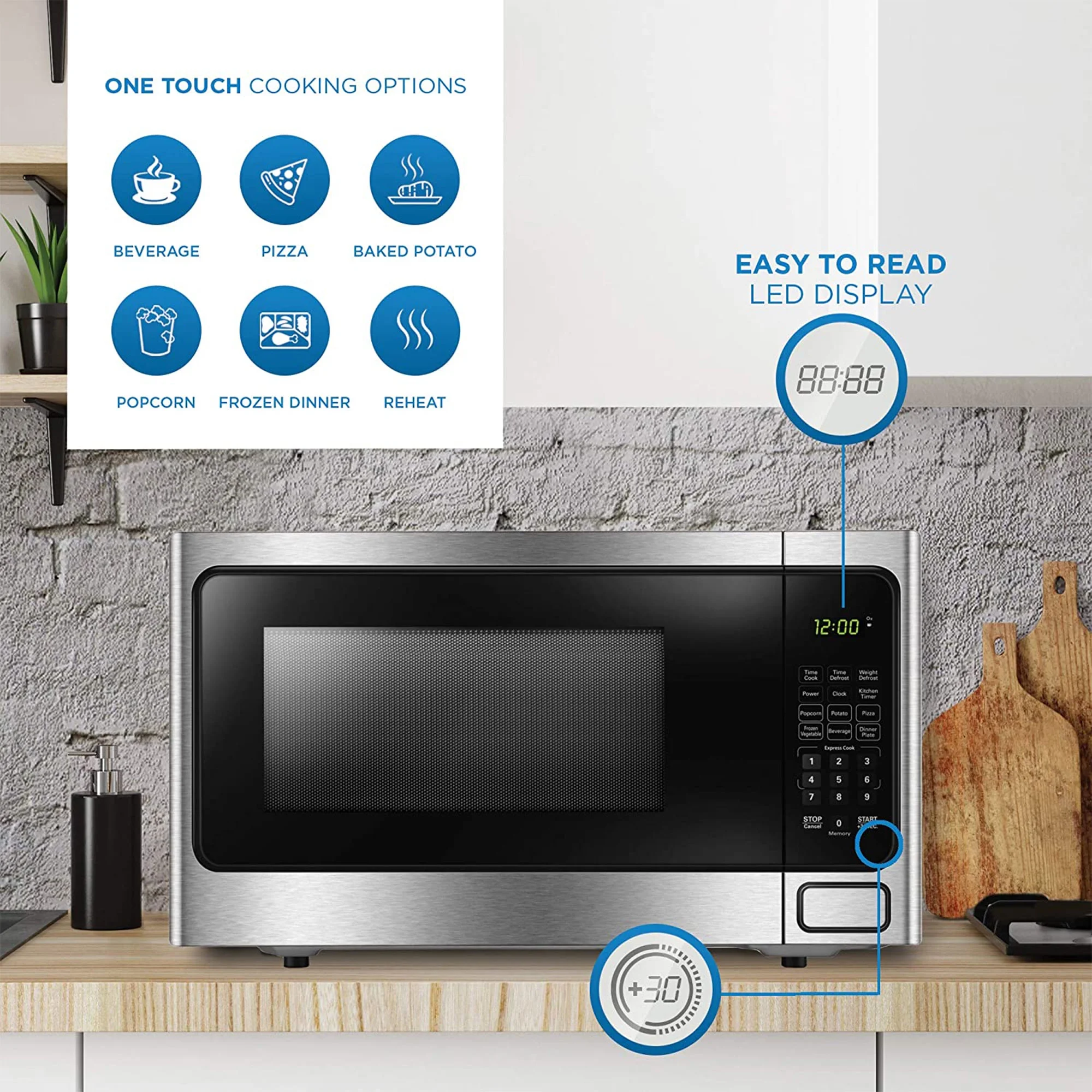 Danby DDMW1125BBS 1,000 W 1.1 Cu Ft Countertop Microwave, Stainless Finish - UZIS Sports