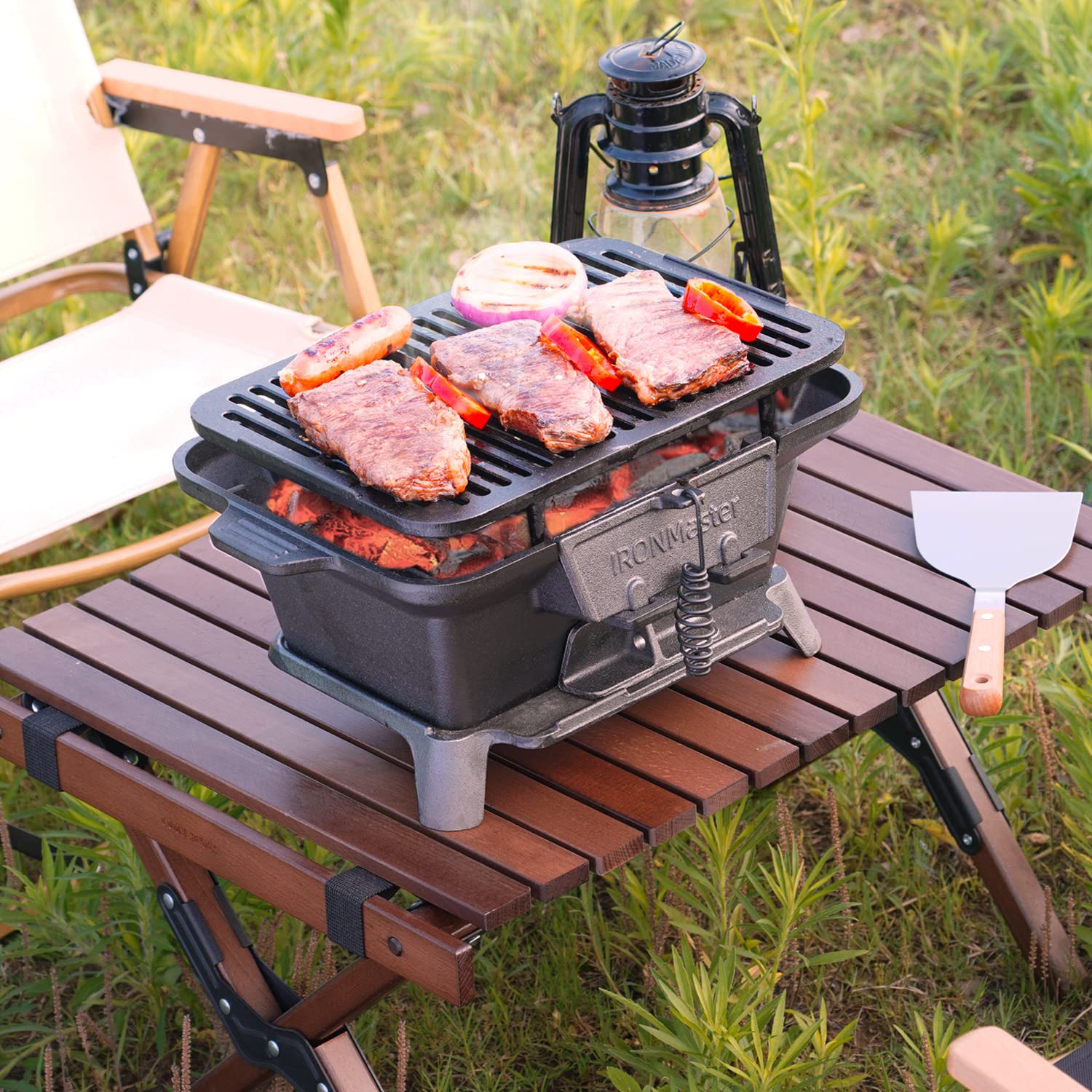 IronMaster Hibachi Grill Outdoor, Small Portable Charcoal Grill - UZIS Sports