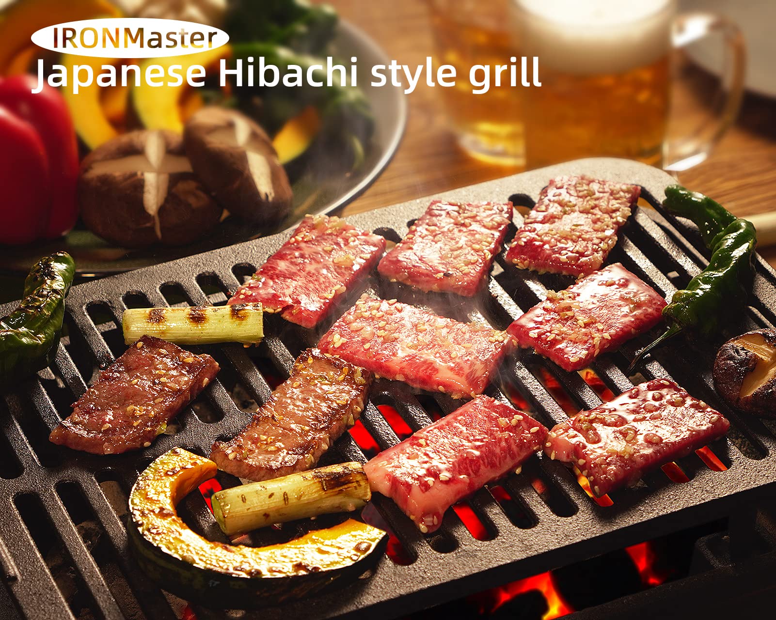 IronMaster Hibachi Grill Outdoor, Small Portable Charcoal Grill - UZIS Sports